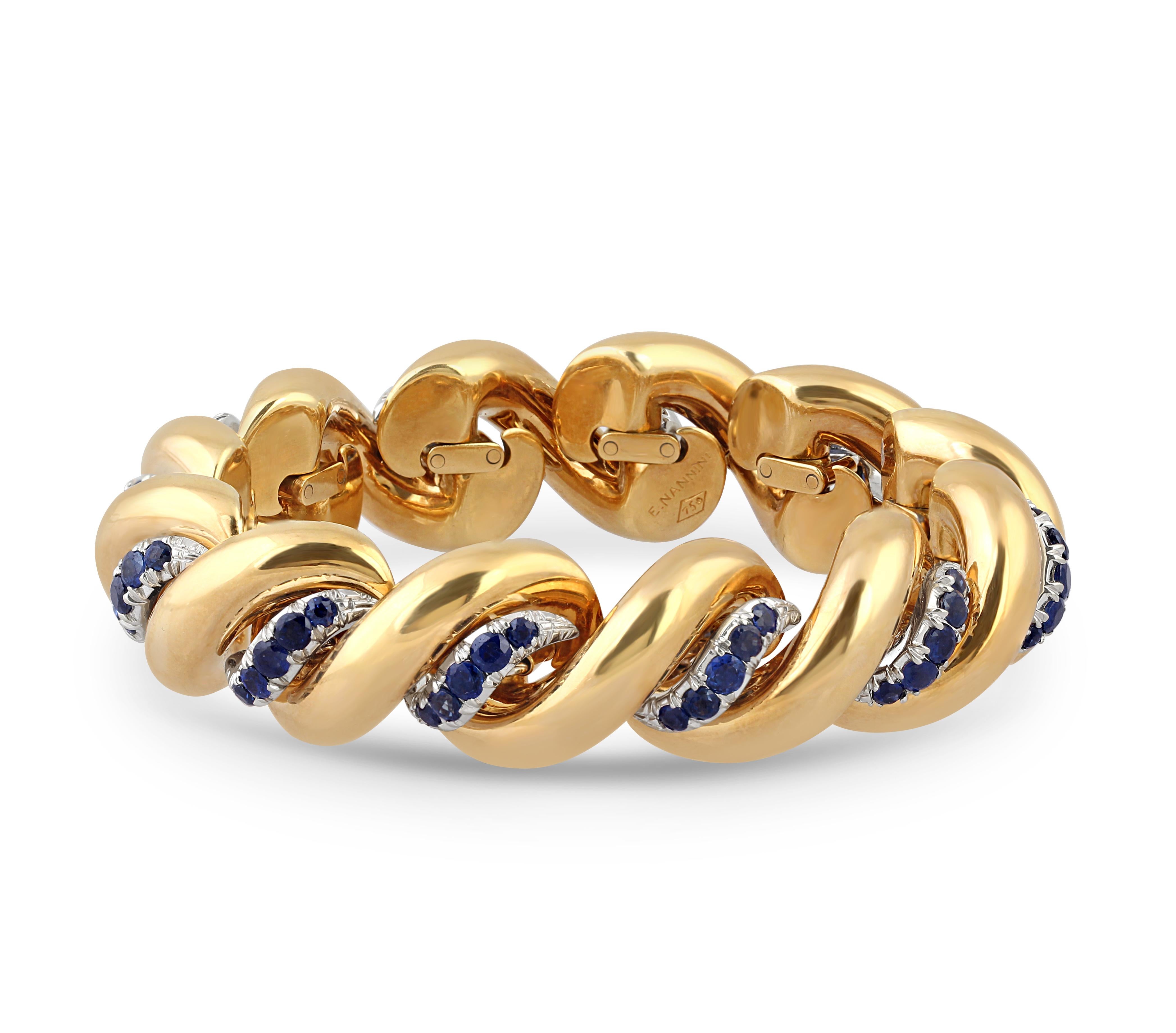 Armband aus 18 Karat Gold und Saphiren im Zustand „Gut“ im Angebot in London, GB