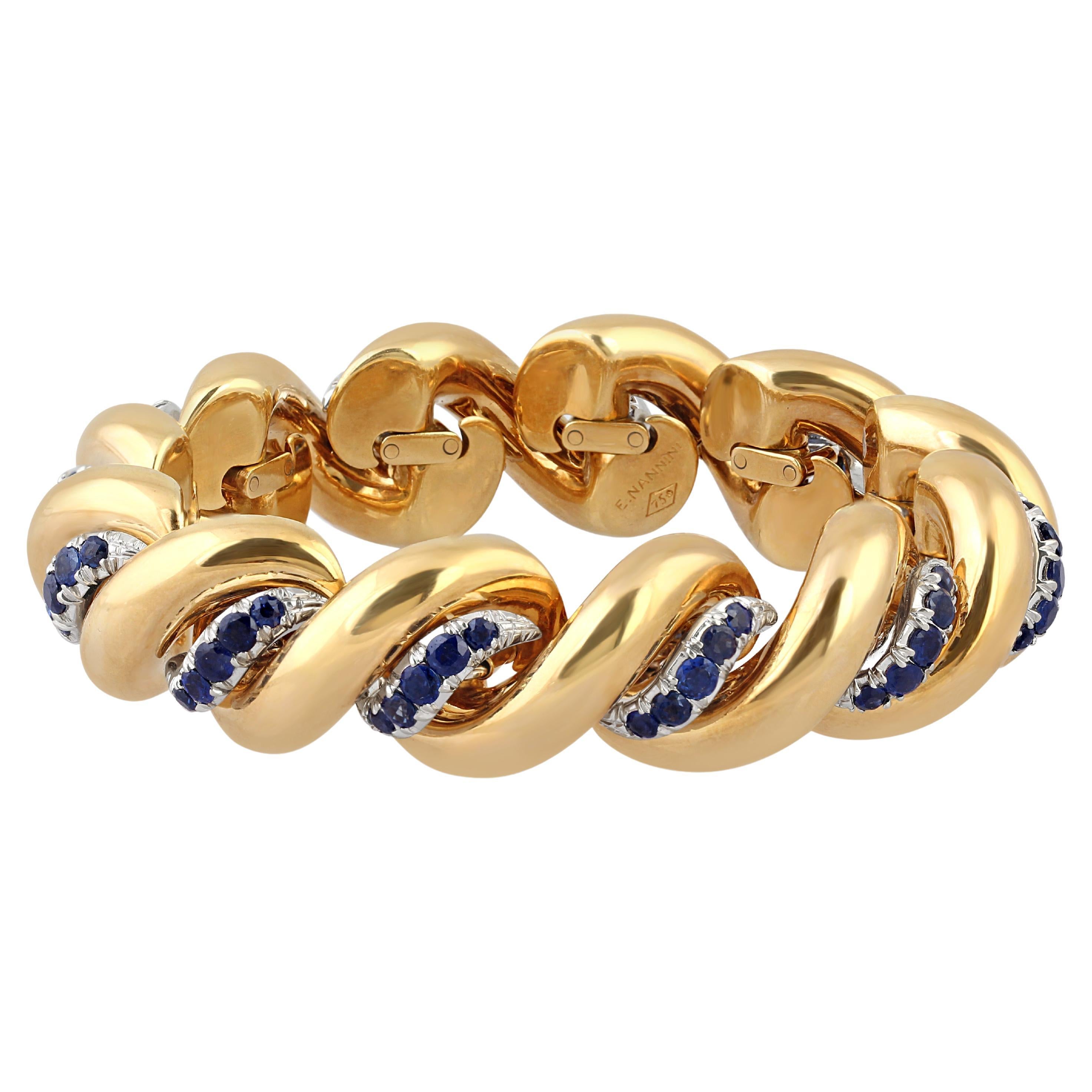 18k Gold and Sapphire Bracelet For Sale