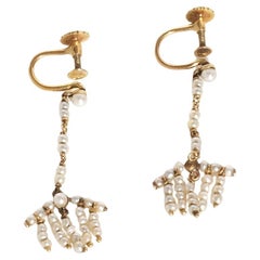 Boucles d'oreilles en or 18K et perles de rocaille faites en 1922