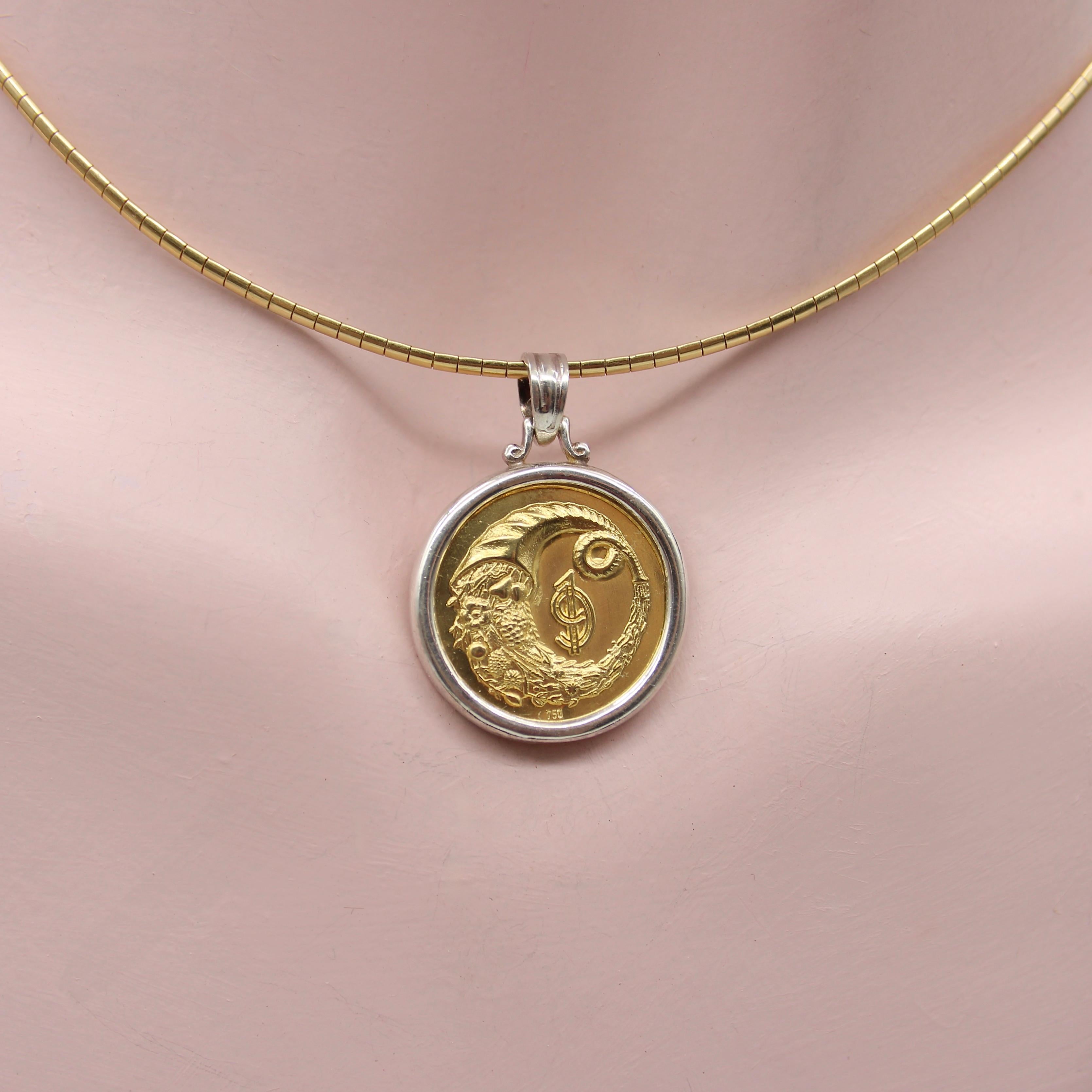 18K Gold and Silver Lalaounis Cornucopia Pendant 3