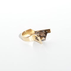 Bague en or 18K et quartz fumé par Rey Urban Made 1968