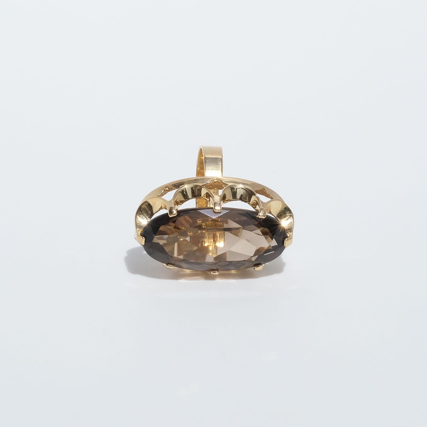 18k Gold and Smoky Quartz Ring by Örneus Guldsmedja Made Year, 1960 For Sale 6