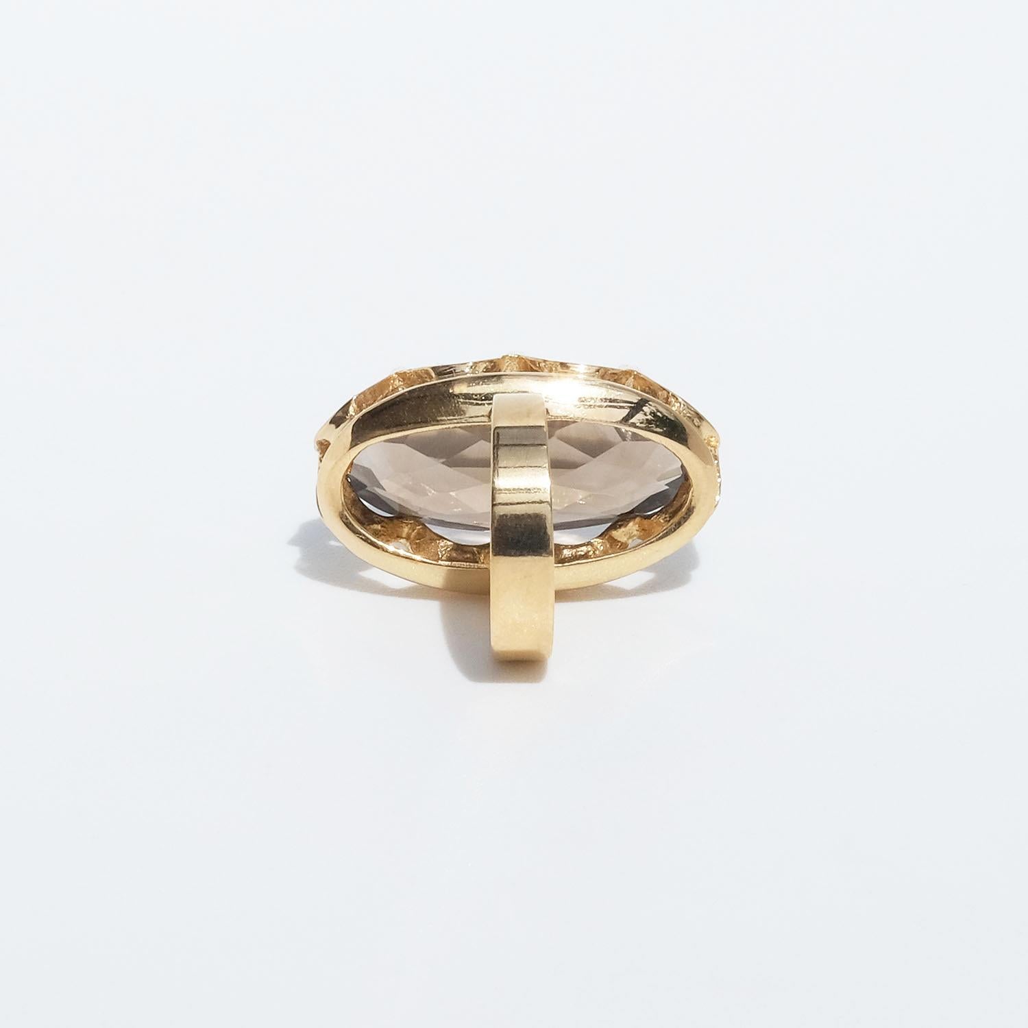 18k Gold and Smoky Quartz Ring by Örneus Guldsmedja Made Year, 1960 For Sale 3