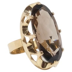 18k Gold and Smoky Quartz Ring by Örneus Guldsmedja Made Year, 1960
