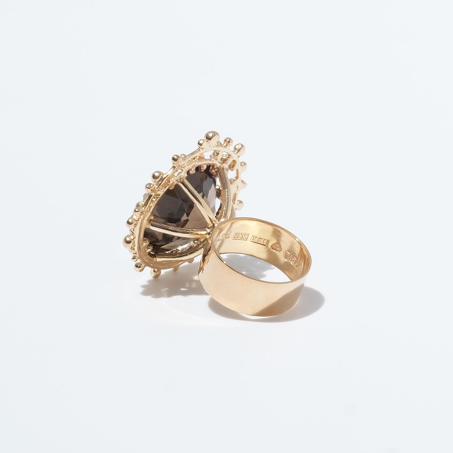 18k Gold and Smoky Quartz Ring by Swedish Master Peter Von Post, Made Year 1972 1