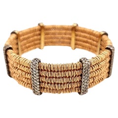 18k Gold and Steel Flexible Bracelet with Brown Diamonds by Roberto Demeglio
