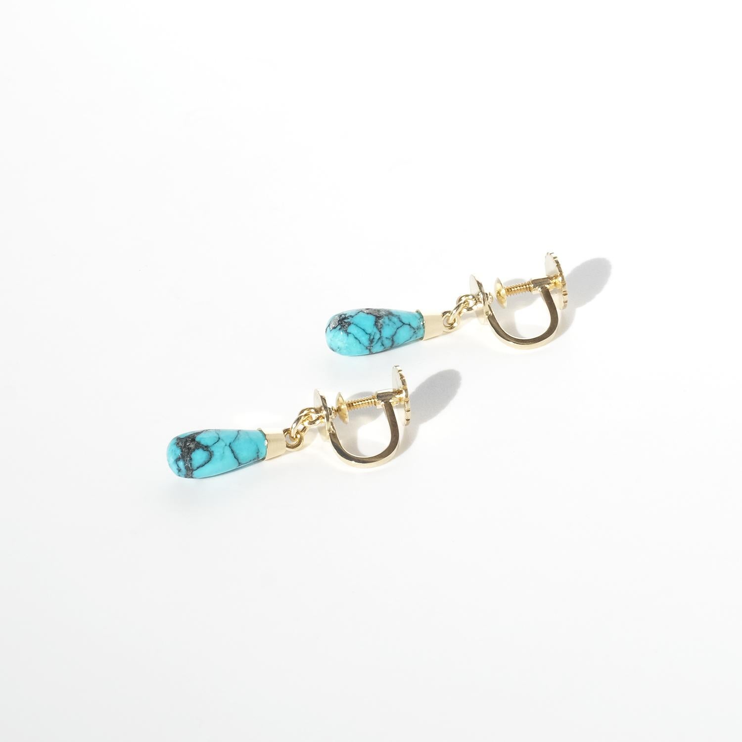 Taglio a sfera Orecchini in oro 18 carati e turchese di Wiwen Nilsson del 1963 in vendita