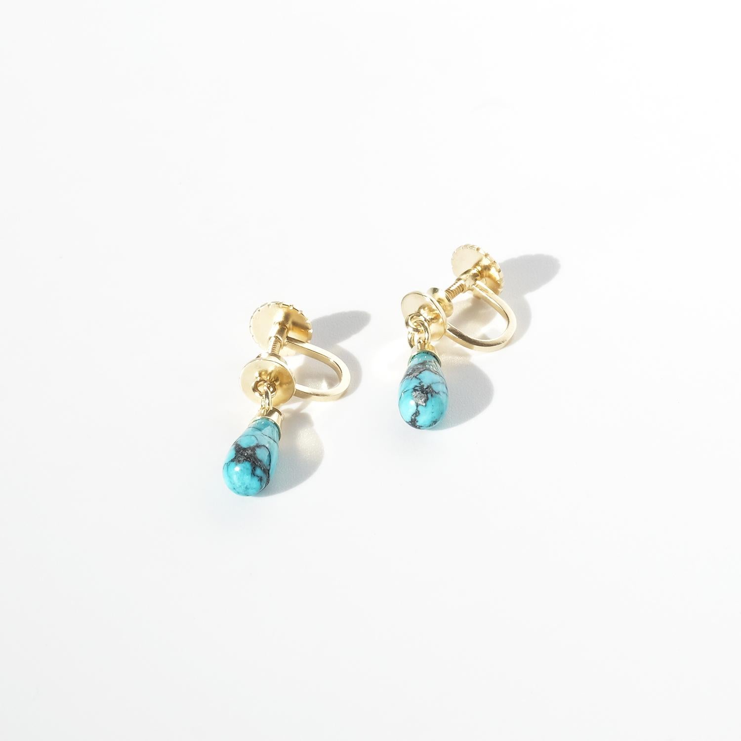 Orecchini in oro 18 carati e turchese di Wiwen Nilsson del 1963 In condizioni buone in vendita a Stockholm, SE