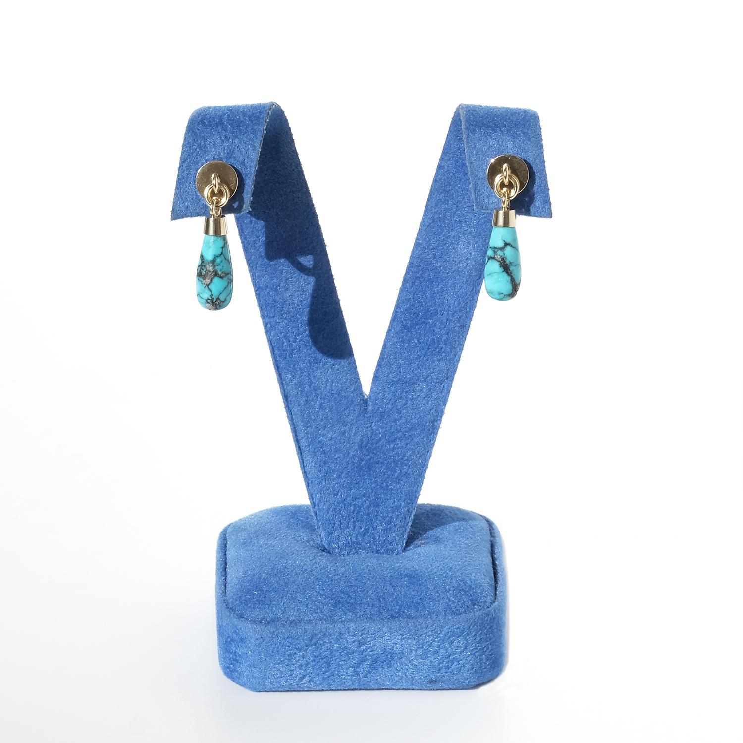 Orecchini in oro 18 carati e turchese di Wiwen Nilsson del 1963 in vendita 2