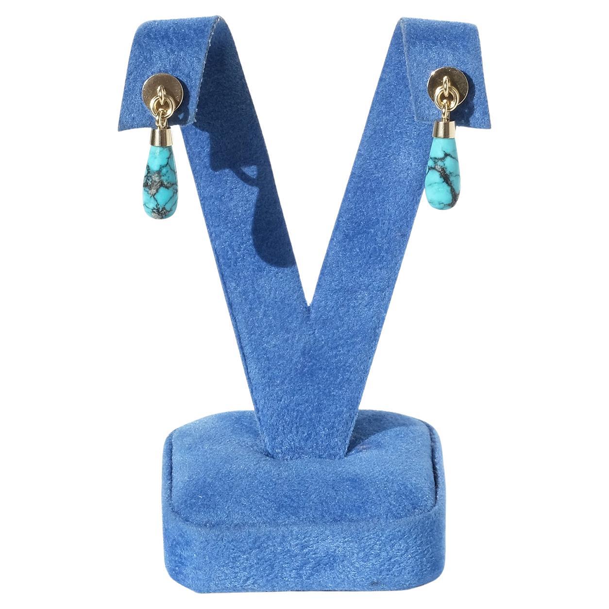 Orecchini in oro 18 carati e turchese di Wiwen Nilsson del 1963 in vendita 3