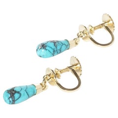 Boucles d'oreilles en or 18 carats et turquoise par Wiwen Nilsson Fait en 1963