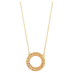 18k Gold and Uncut Diamonds Pendant Necklace Handcrafted with Enamel Work