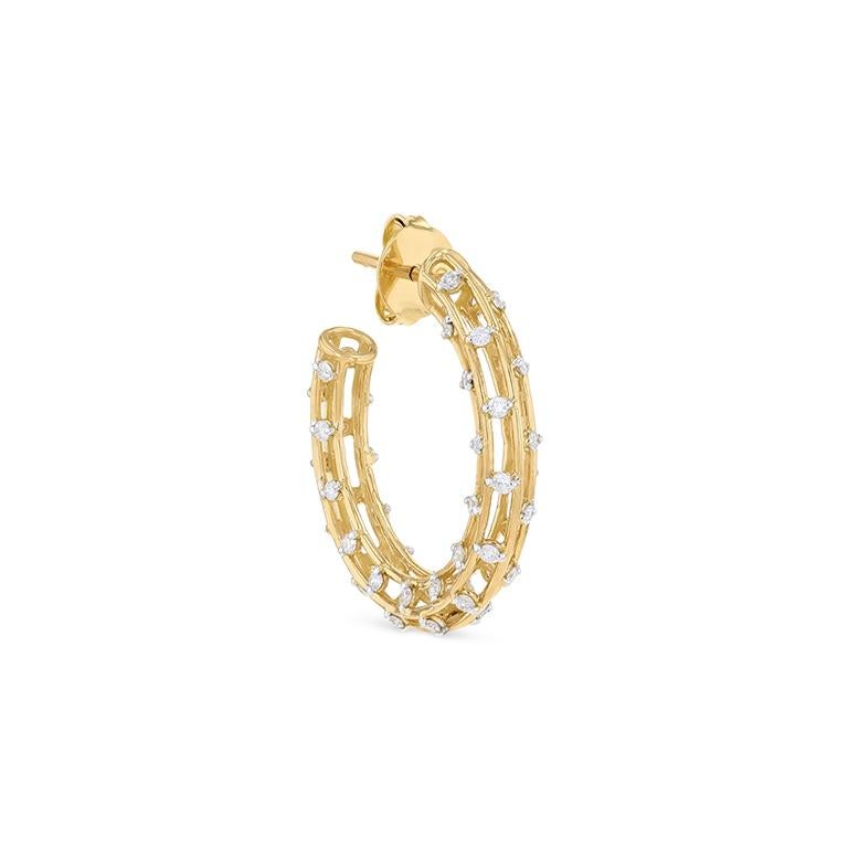With its open design, the cage earrings embodies both lightness and modernity. Crafted in 18k gold and embelished with floating white diamonds, it is design to shine with you. If you like the design, check out the different sizes.  

-18K YELLOW,