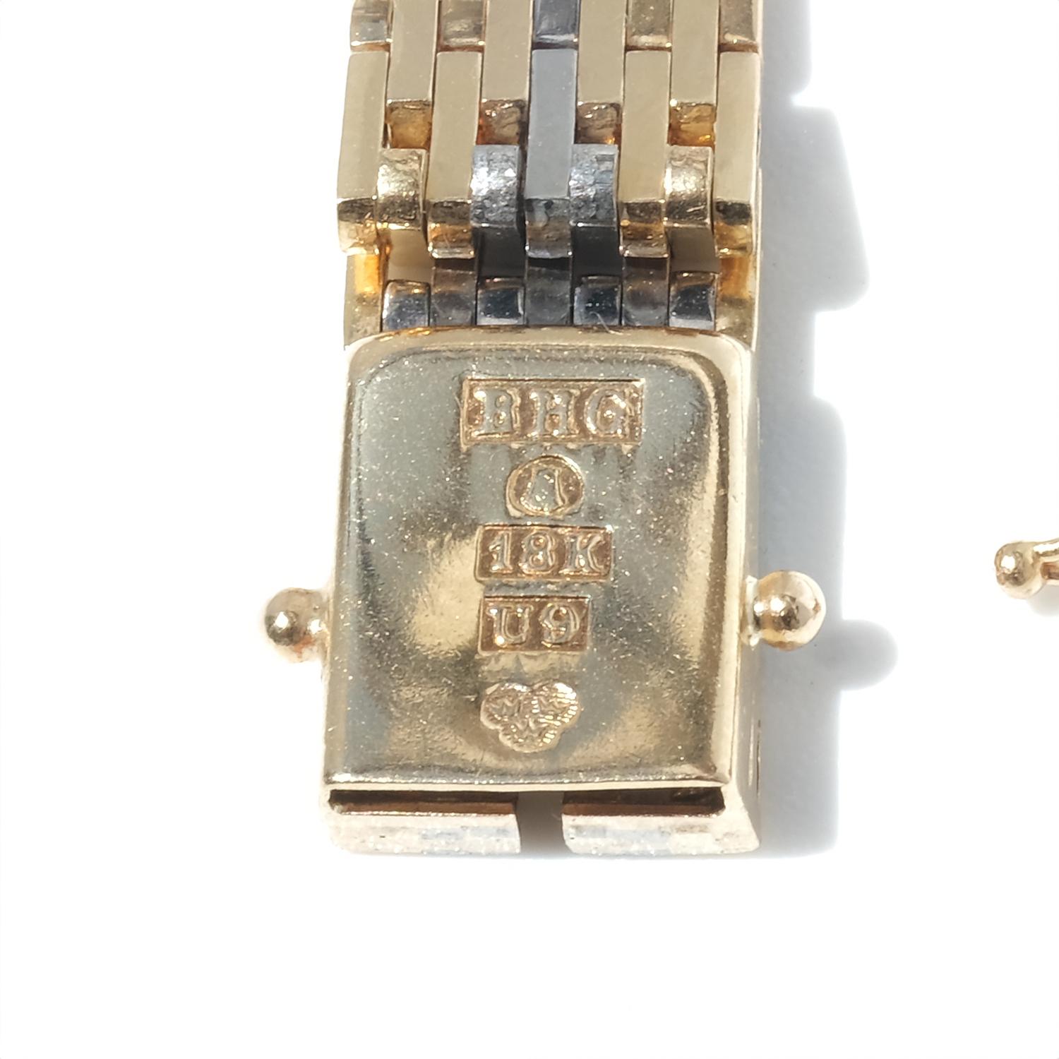 18K Gold and White Gold Brick Links Bracelet Made 1970 For Sale 6