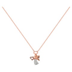 18k Gold Angel Charm Pendent Necklace with 0.05 Cwt. Diamond