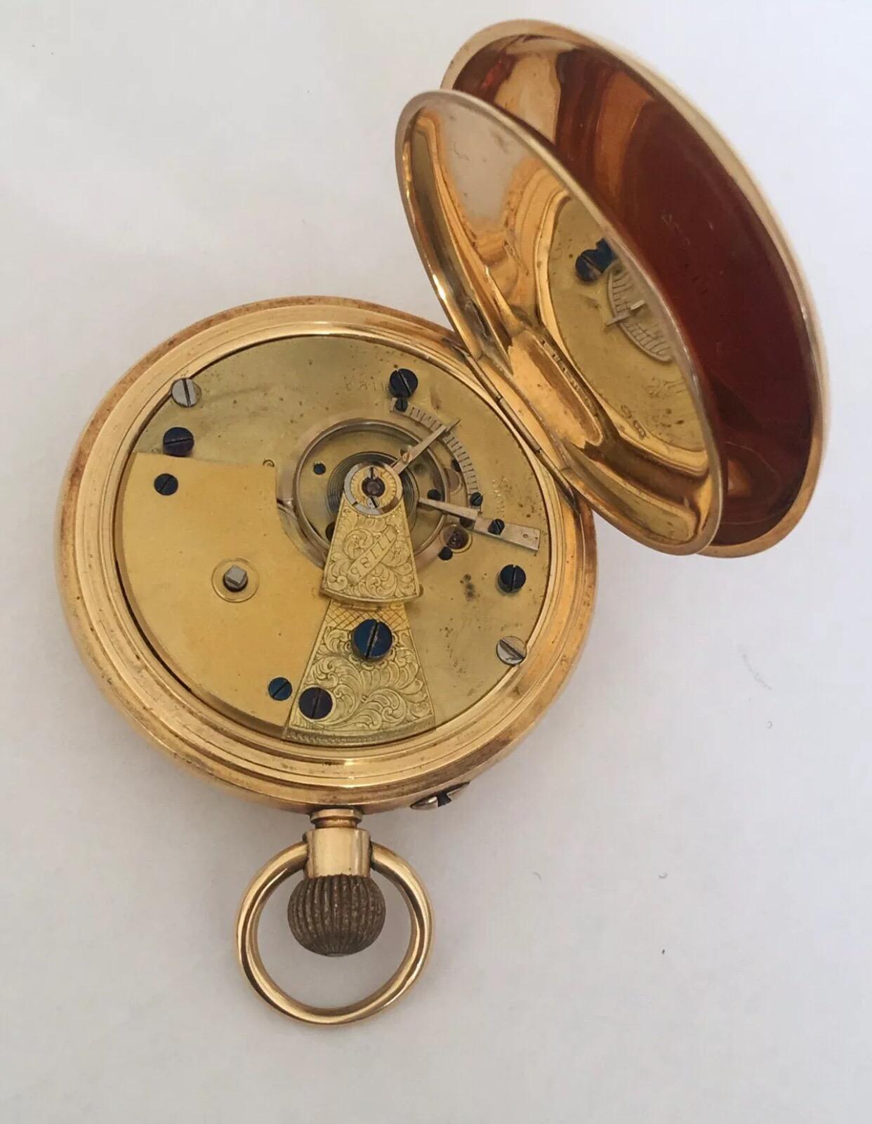 18K Gold Antique Half Hunter Pocket Watch by James McCabe, Royal Exchange London For Sale 3