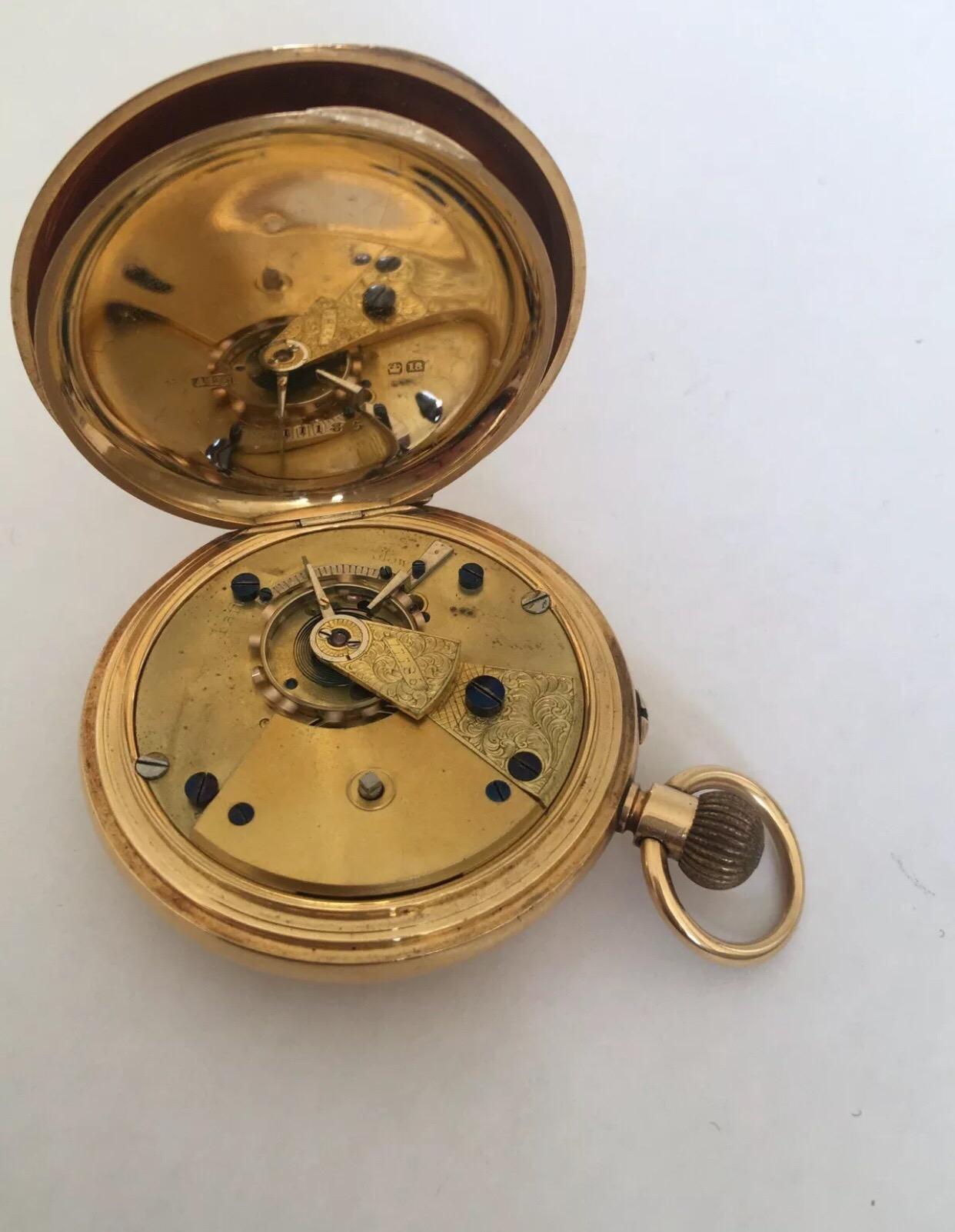 18K Gold Antique Half Hunter Pocket Watch by James McCabe, Royal Exchange London For Sale 1