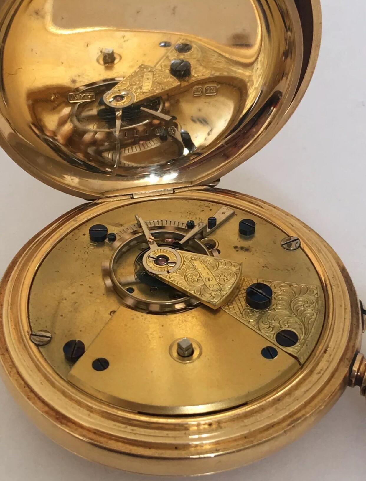 18K Gold Antique Half Hunter Pocket Watch by James McCabe, Royal Exchange London For Sale 2