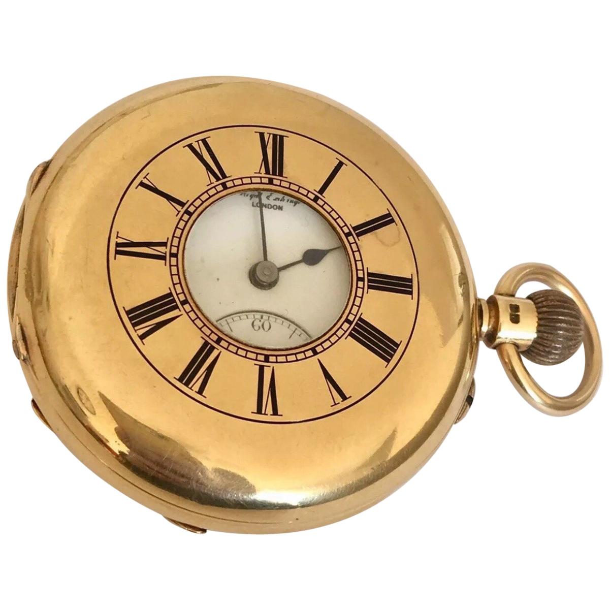18K Gold Antique Half Hunter Pocket Watch by James McCabe, Royal Exchange London For Sale
