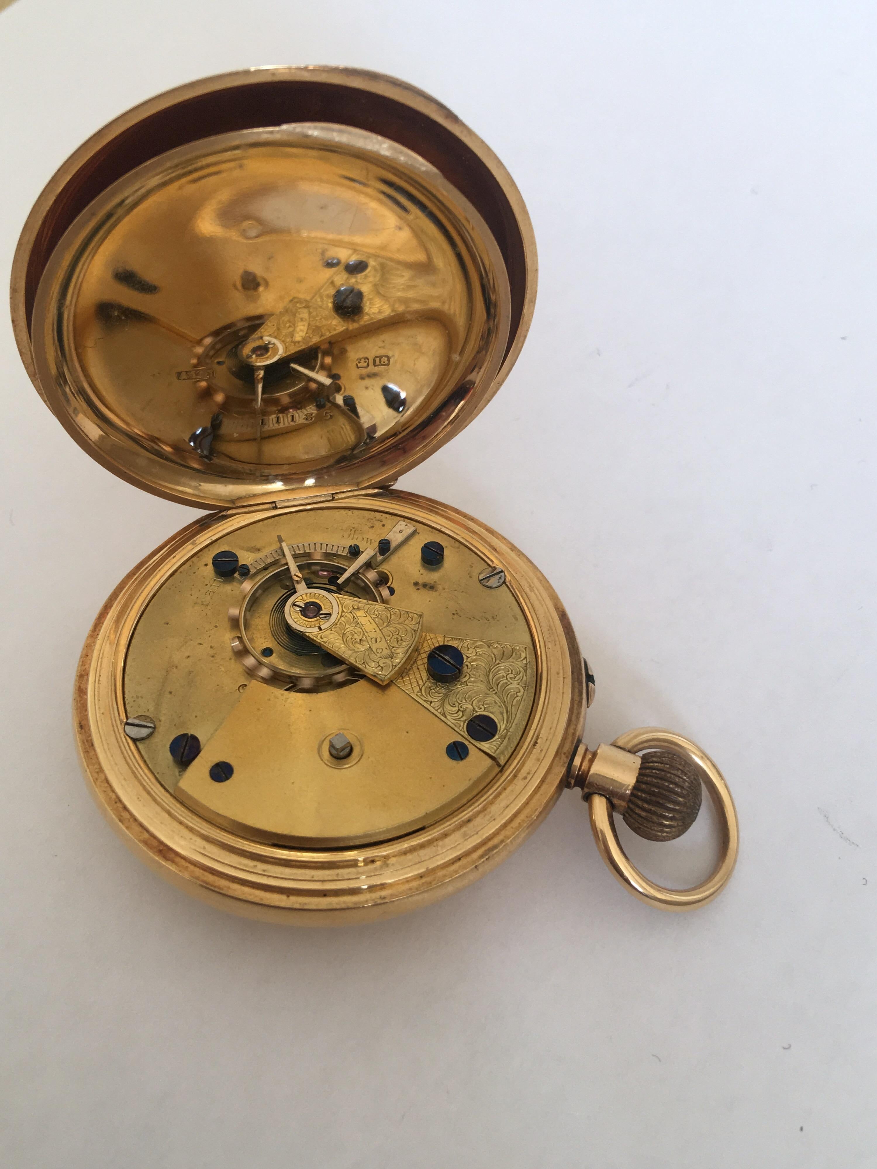 18 Karat Gold Antique Half Hunter Pocket Watch Sign McCabe Royal Exchange London For Sale 4