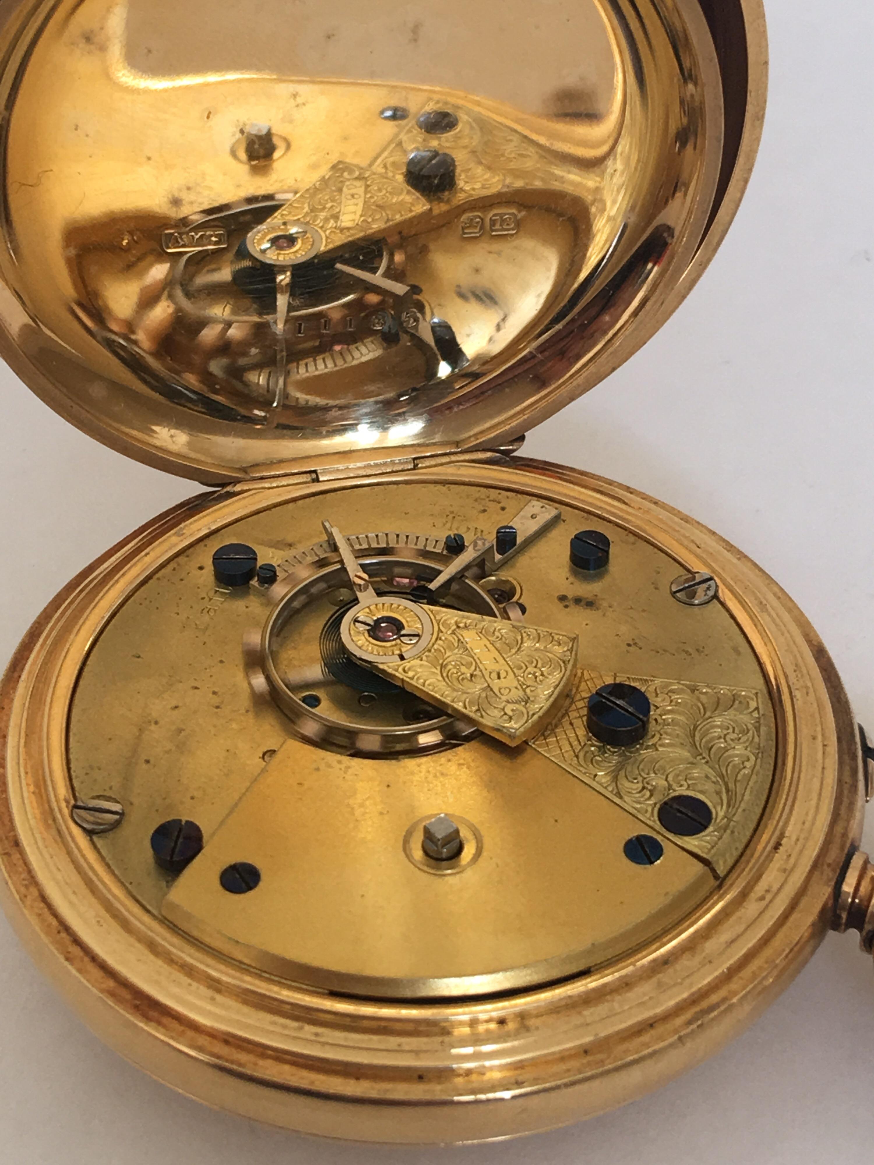 18 Karat Gold Antique Half Hunter Pocket Watch Sign McCabe Royal Exchange London For Sale 7