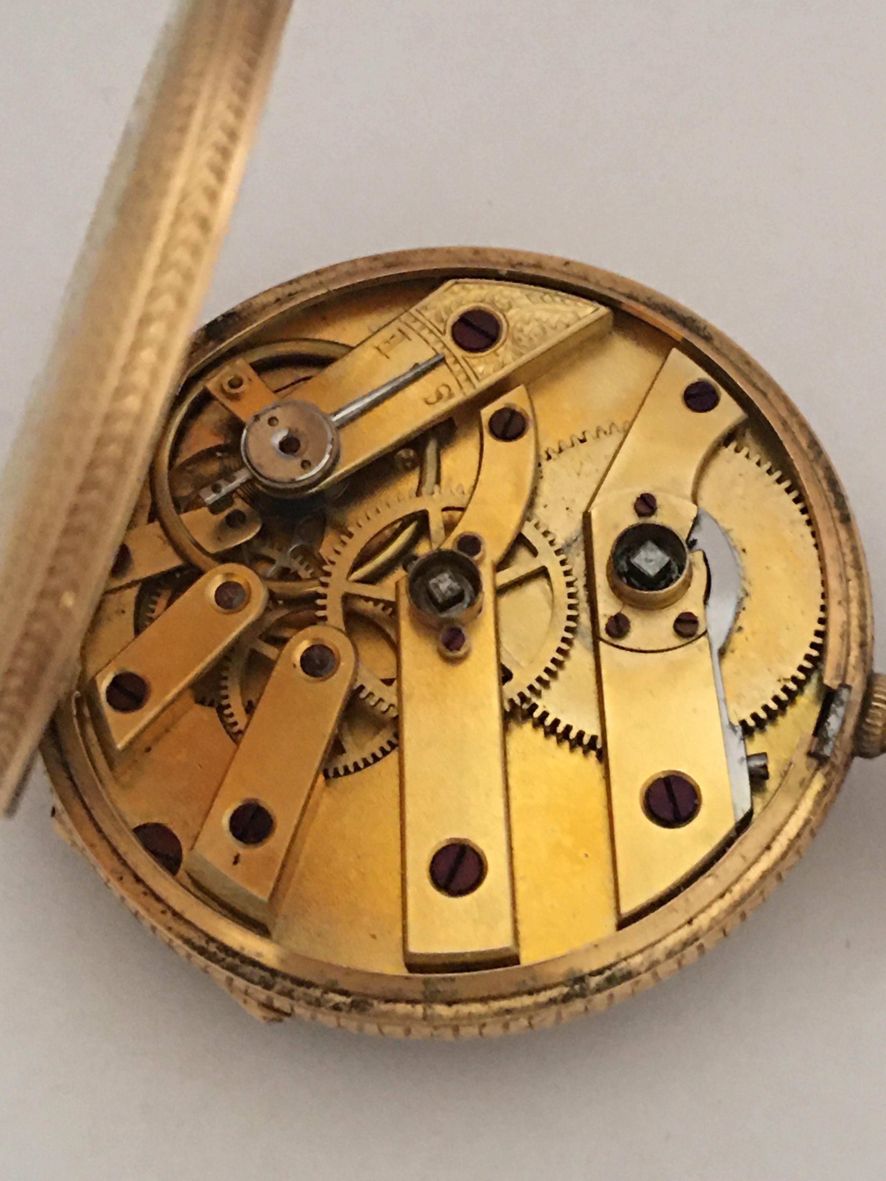 18 Karat Gold Antique Key-Wind Ladies Pocket Watch 3