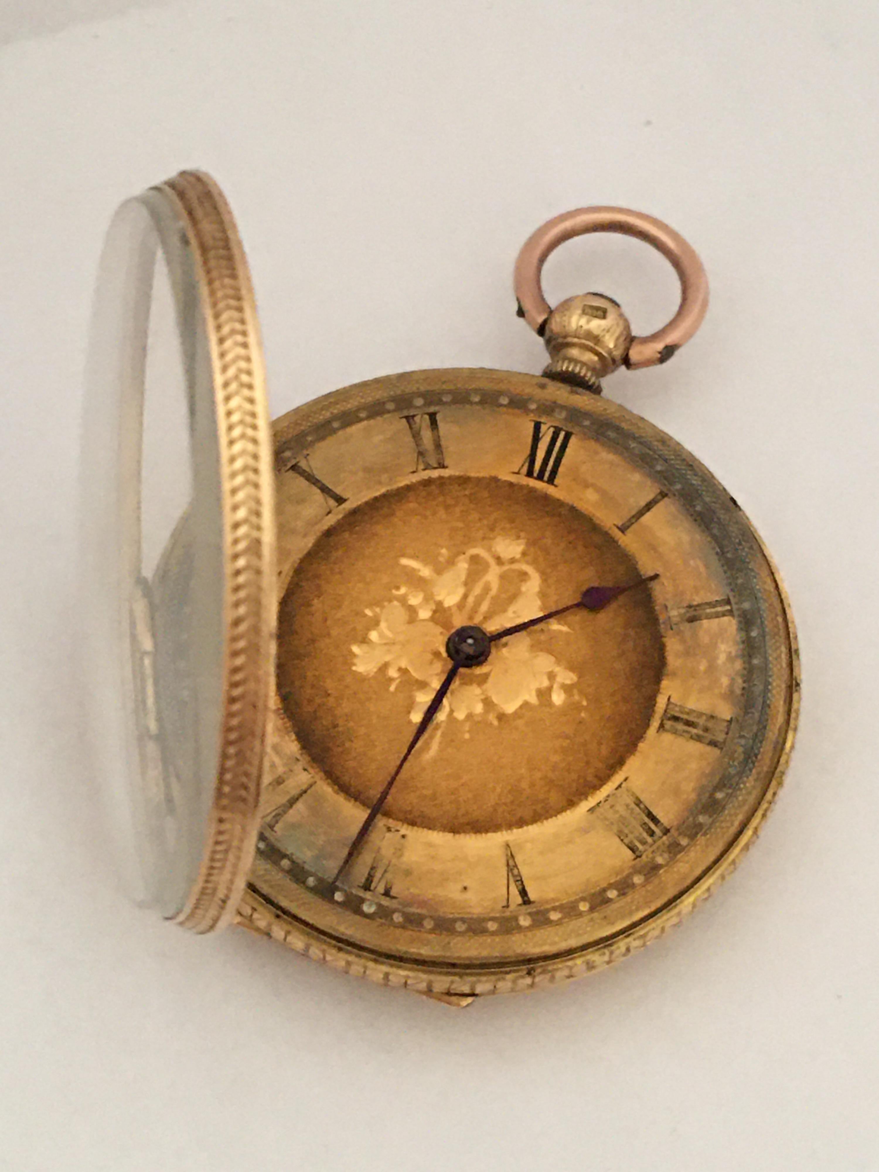 18 Karat Gold Antique Key-Wind Ladies Pocket Watch 6