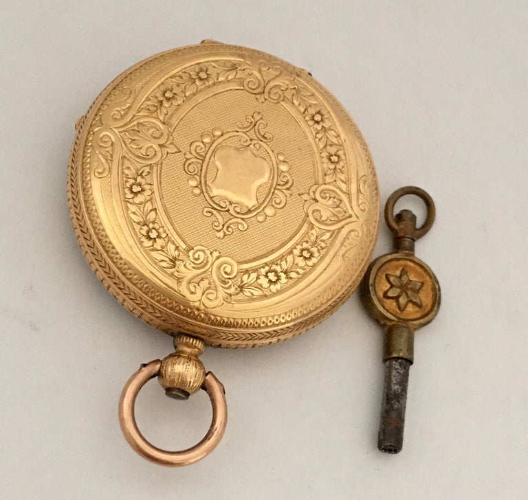 18 Karat Gold Antique KeyWind Ladies Pocket Watch at 1stDibs ladies