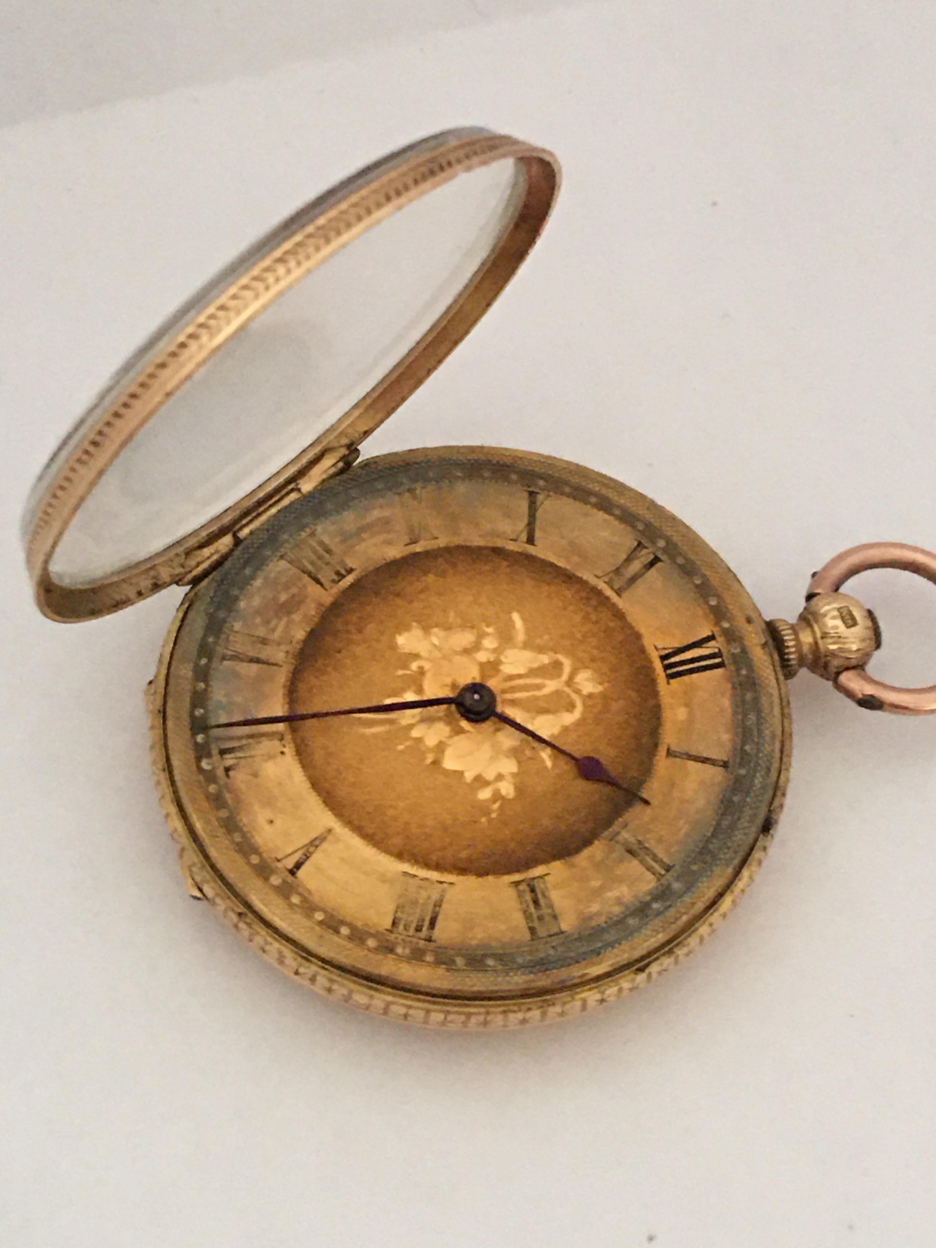 18 Karat Gold Antique Key-Wind Ladies Pocket Watch In Good Condition In Carlisle, GB