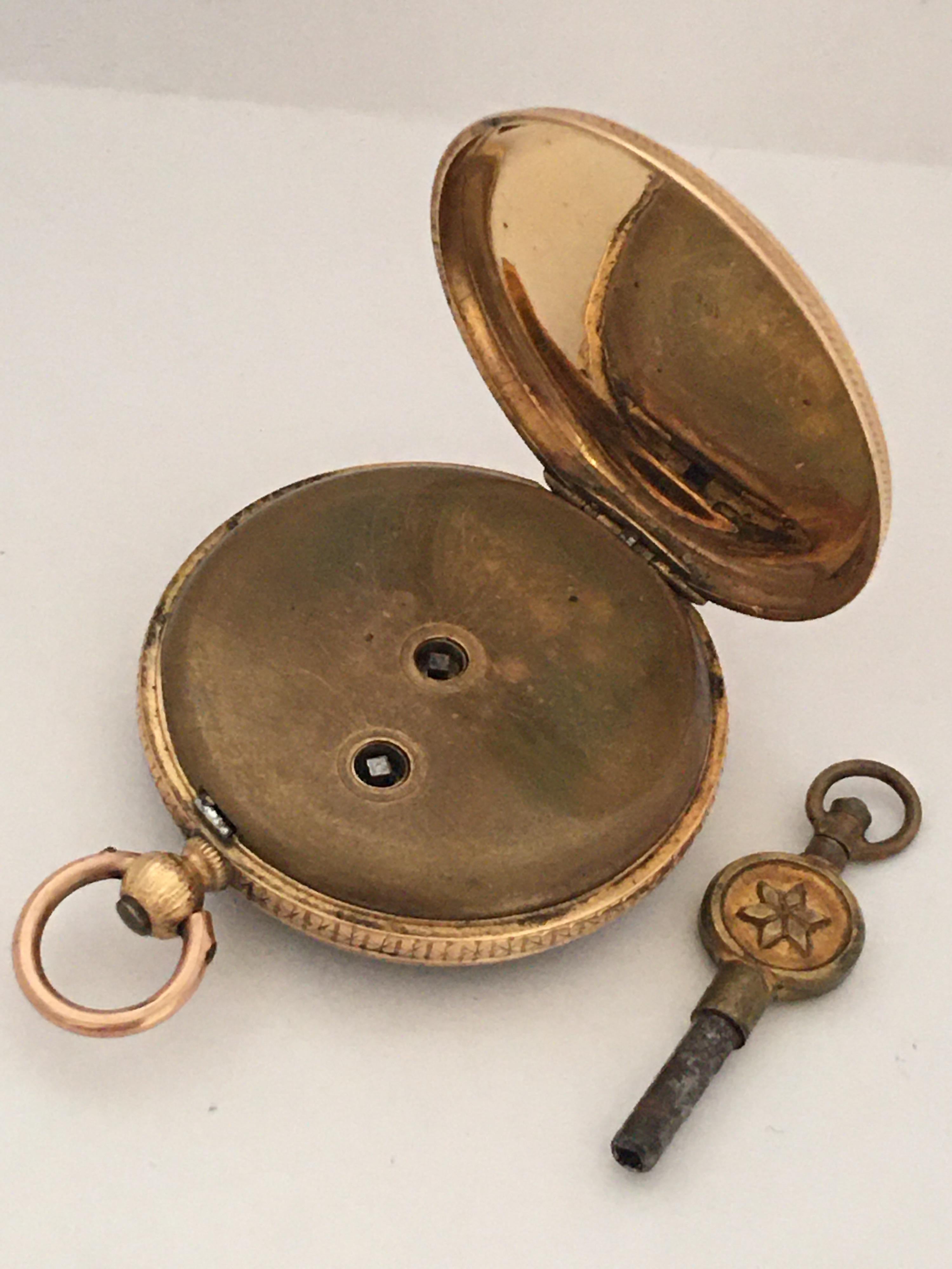 Women's 18 Karat Gold Antique Key-Wind Ladies Pocket Watch