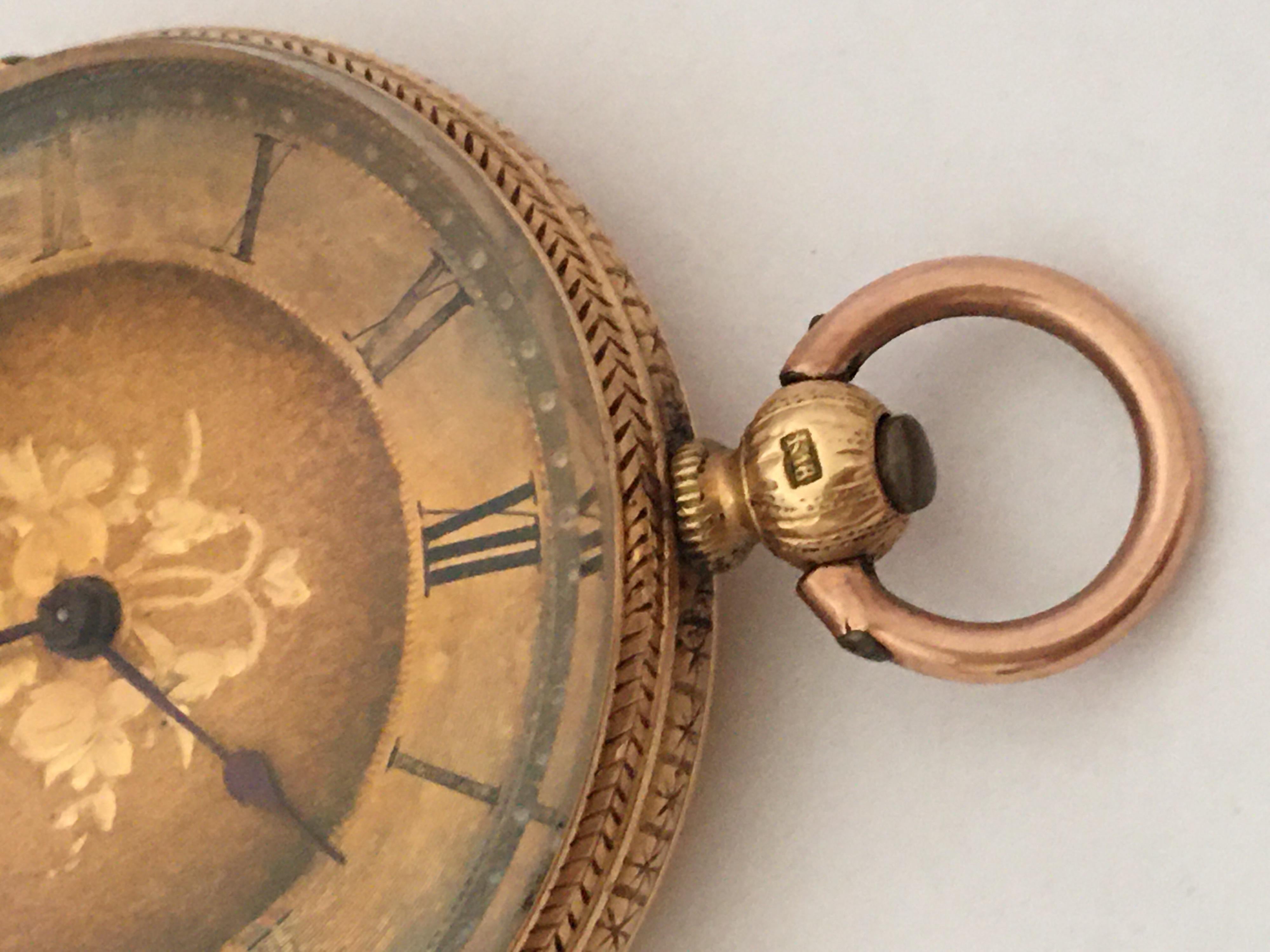 18 Karat Gold Antique Key-Wind Ladies Pocket Watch 1
