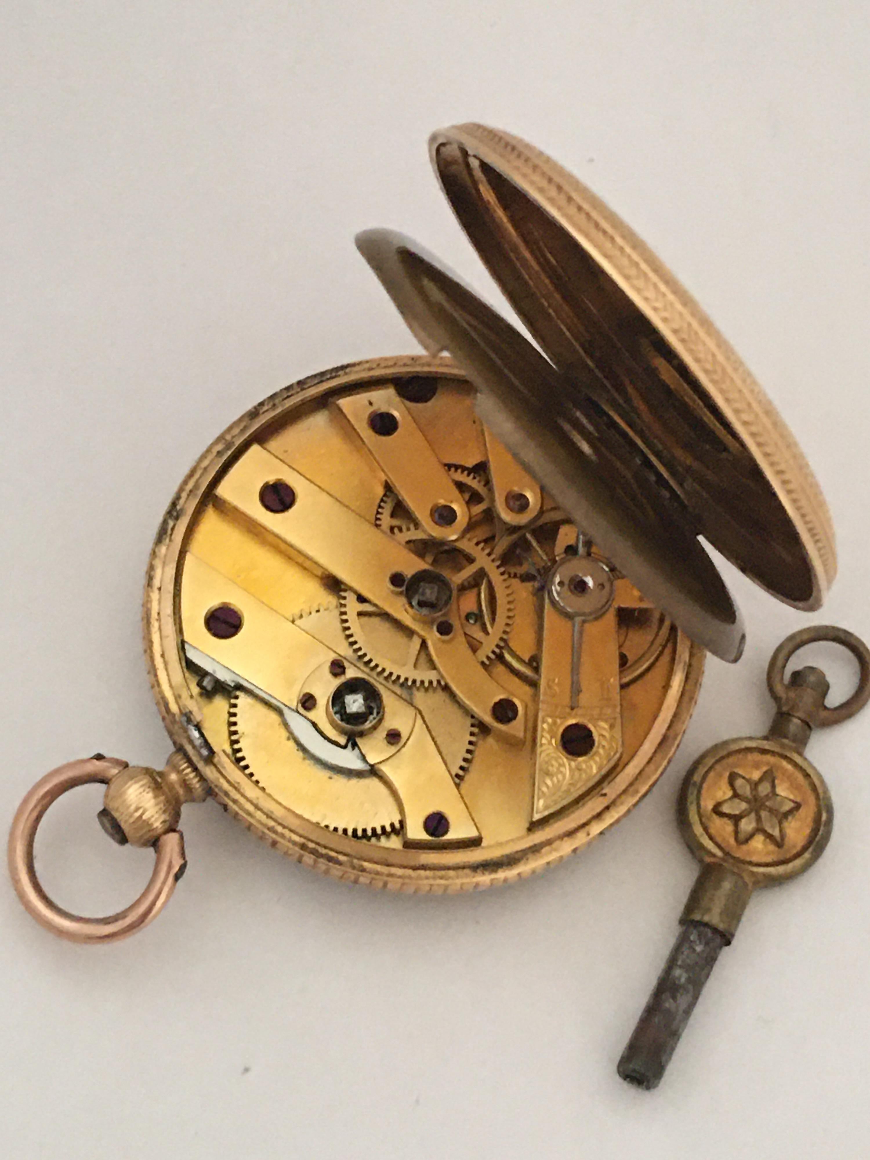 18 Karat Gold Antique Key-Wind Ladies Pocket Watch 2