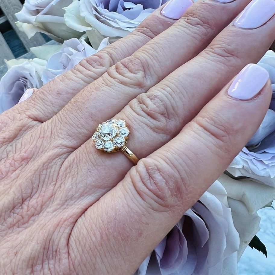 18 Karat Gold Antiker Diamantring mit alteuropäischem Schliff im Zustand „Hervorragend“ in San Francisco, CA