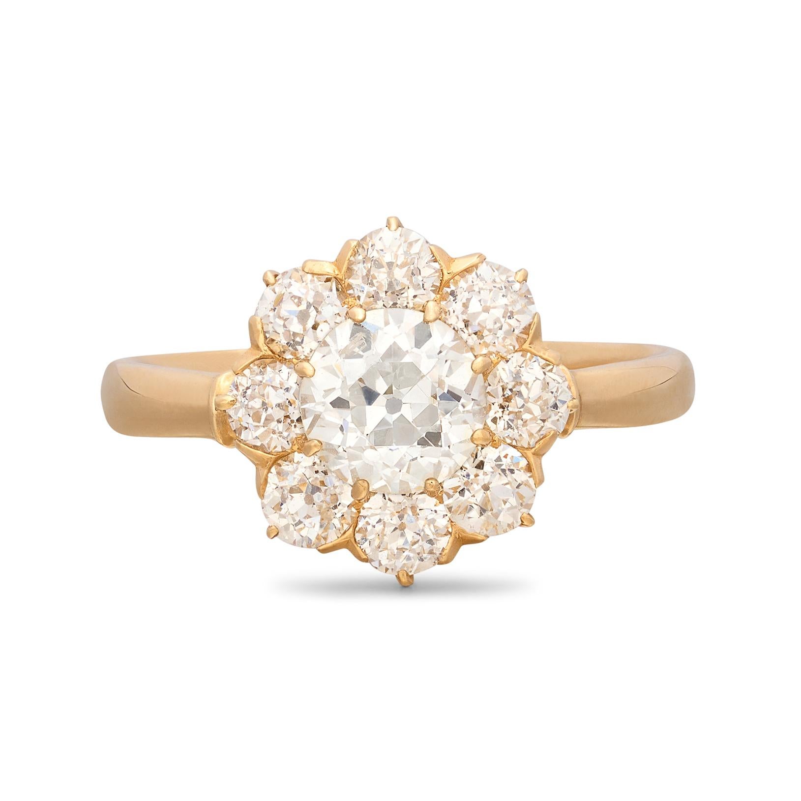 18 Karat Gold Antiker Diamantring mit alteuropäischem Schliff 3