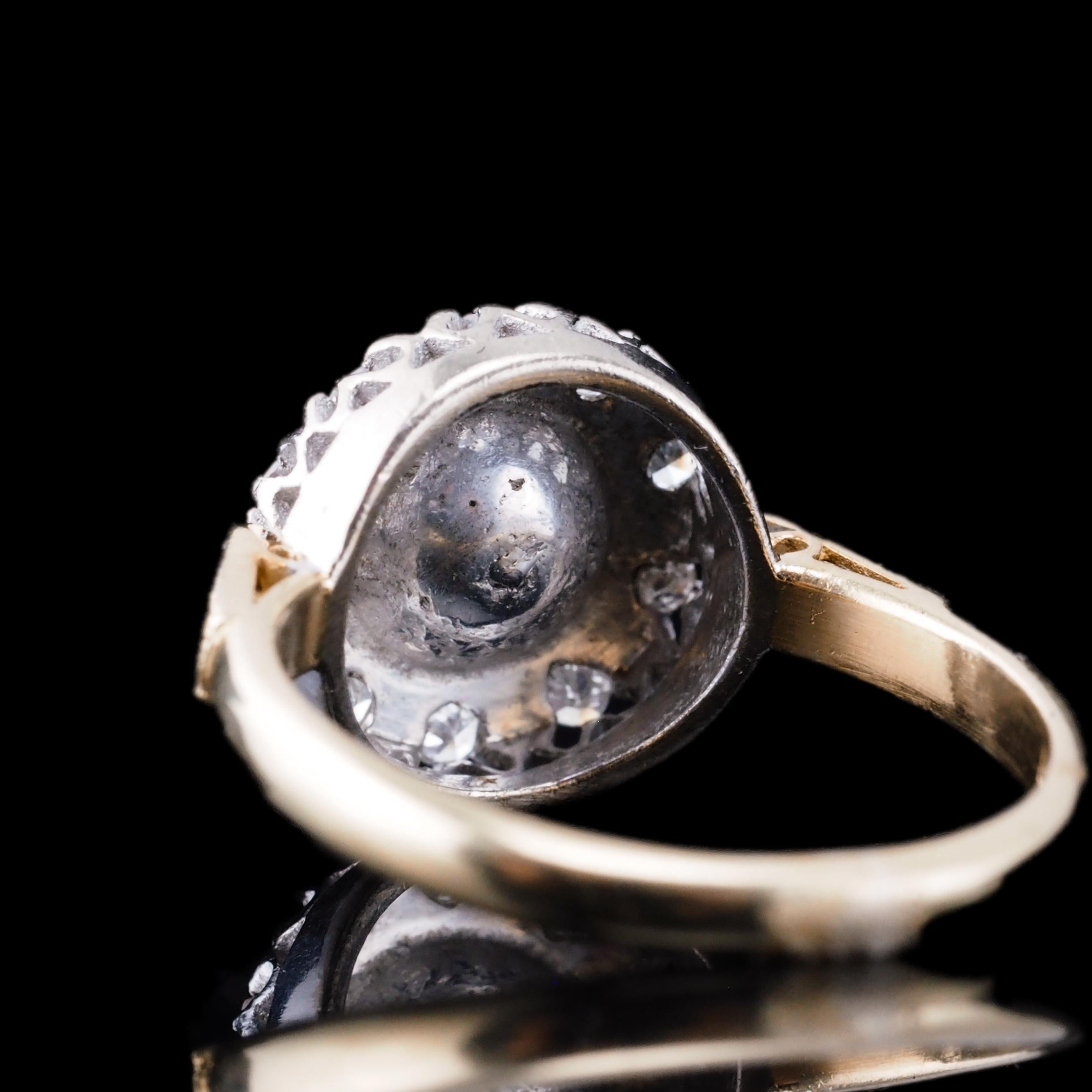18K Gold Antique Pearl & Diamond Cluster Ring - c.1900s 11