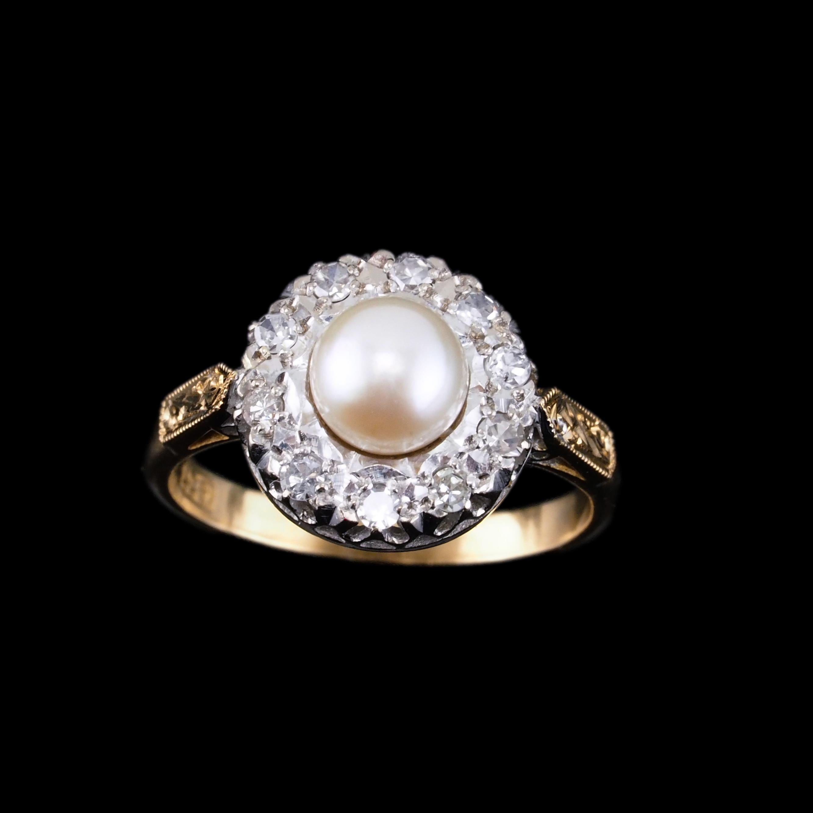 Welcome to Artisan Antiques based in Mayfair, London - We are delighted to offer this stunning antique pearl and diamond 18ct gold cluster ring made c.1900s. 

Price negotiations may be possible under certain criteria, please contact us or search