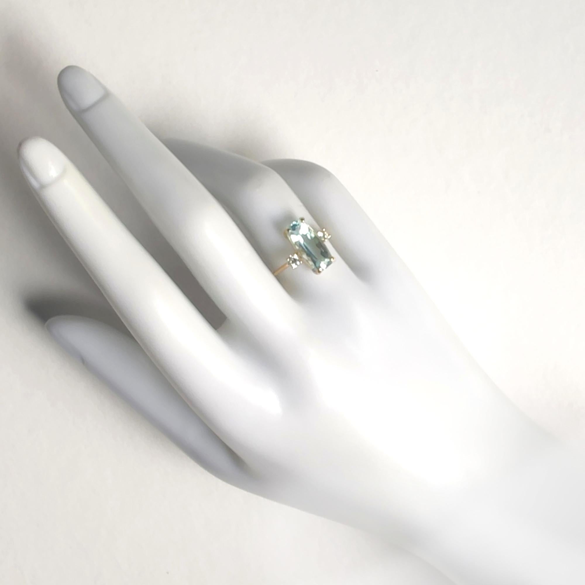 Anillo de diamantes aguamarina de oro de 18 quilates - Compromiso o regalo perfecto para ella Artista
