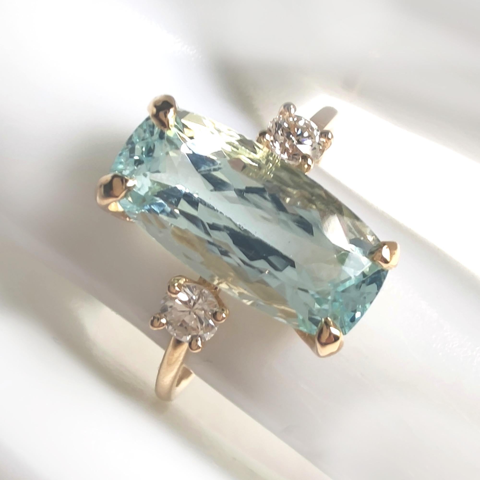 Anillo de diamantes aguamarina de oro de 18 quilates - Compromiso o regalo perfecto para ella en Nuevo Estado en Sant Josep de sa Talaia, IB