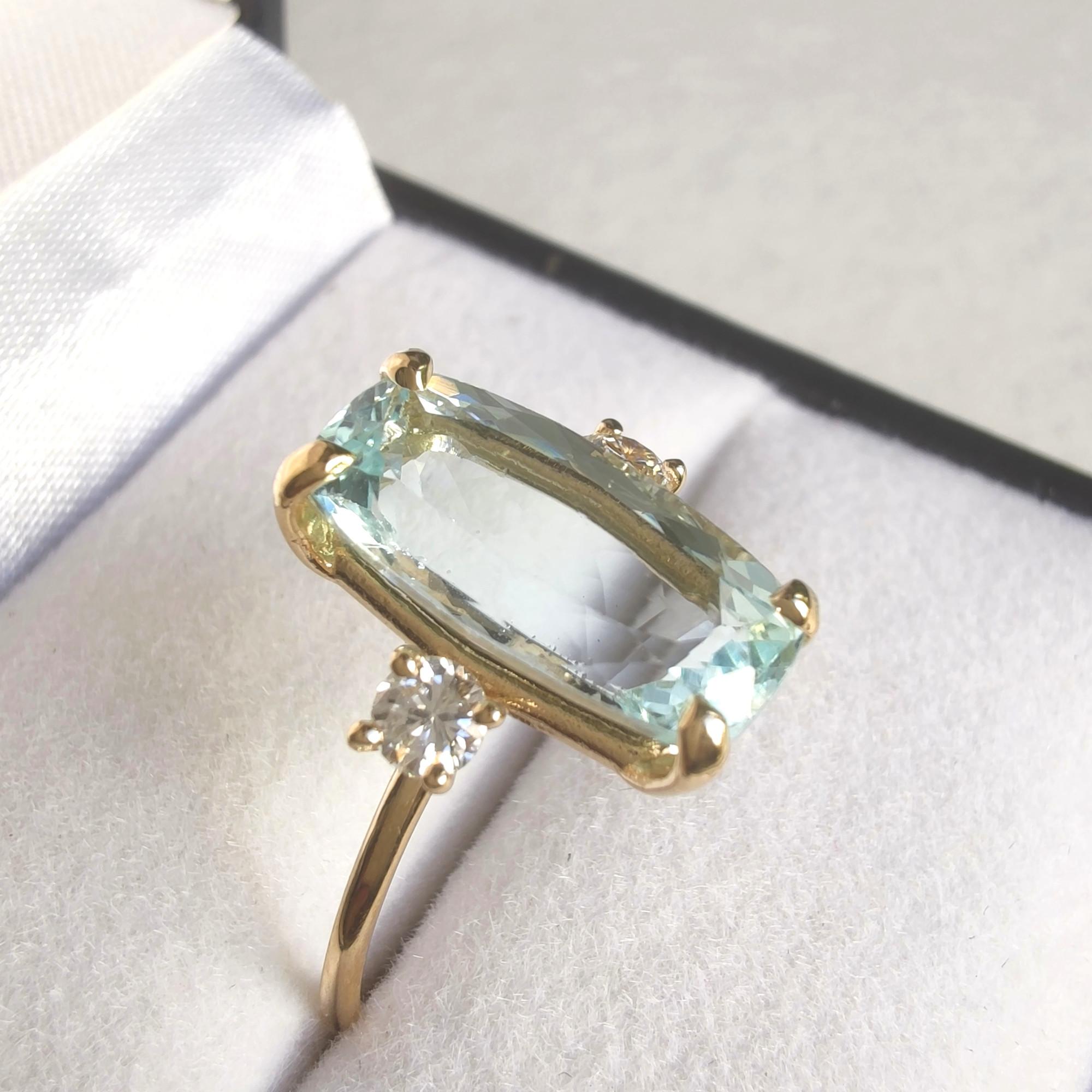 Anillo de diamantes aguamarina de oro de 18 quilates - Compromiso o regalo perfecto para ella 2