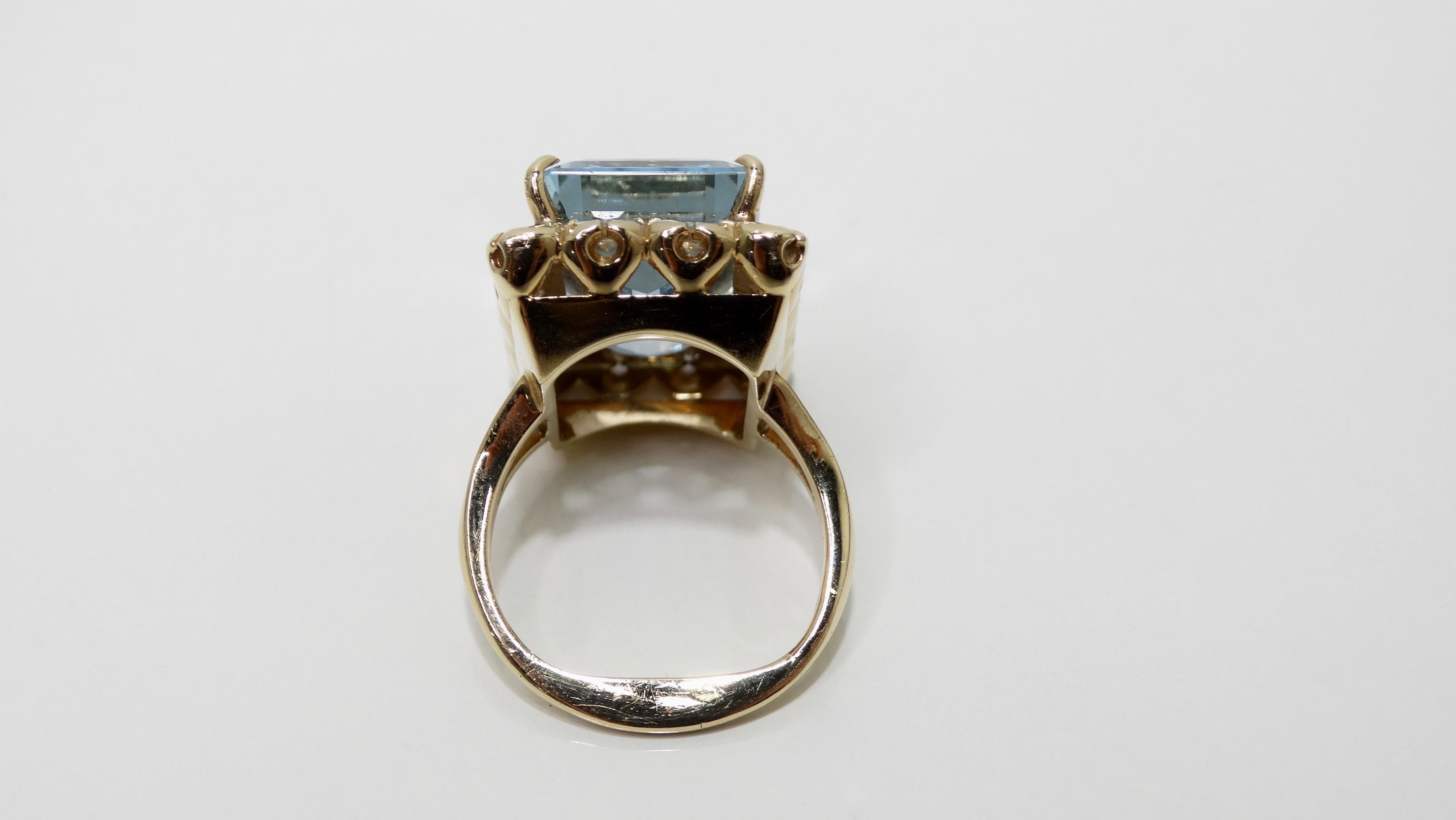 Aquamarine & Diamond Victorian Baguette Ring In Good Condition For Sale In Scottsdale, AZ