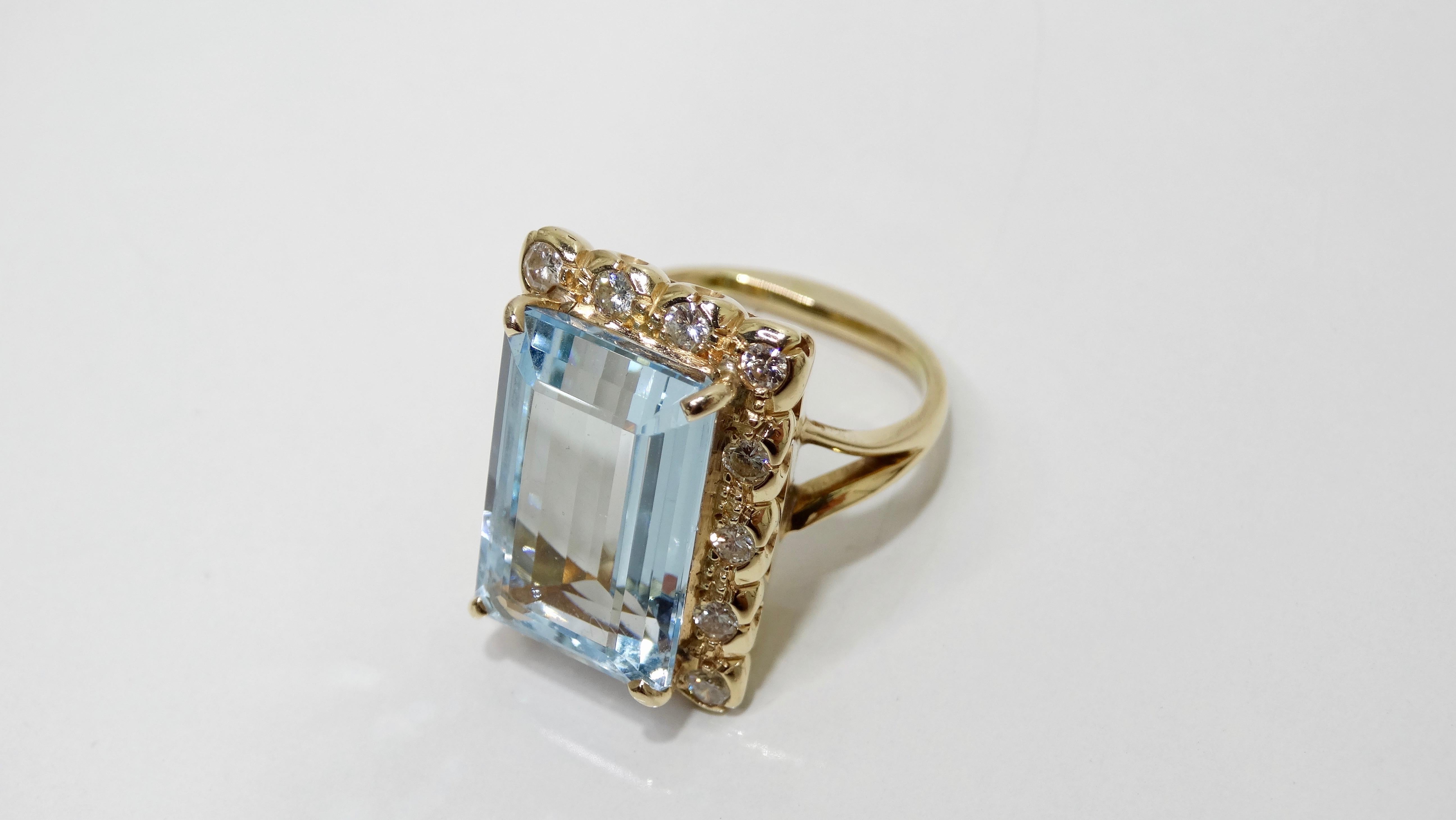Women's or Men's Aquamarine & Diamond Victorian Baguette Ring For Sale
