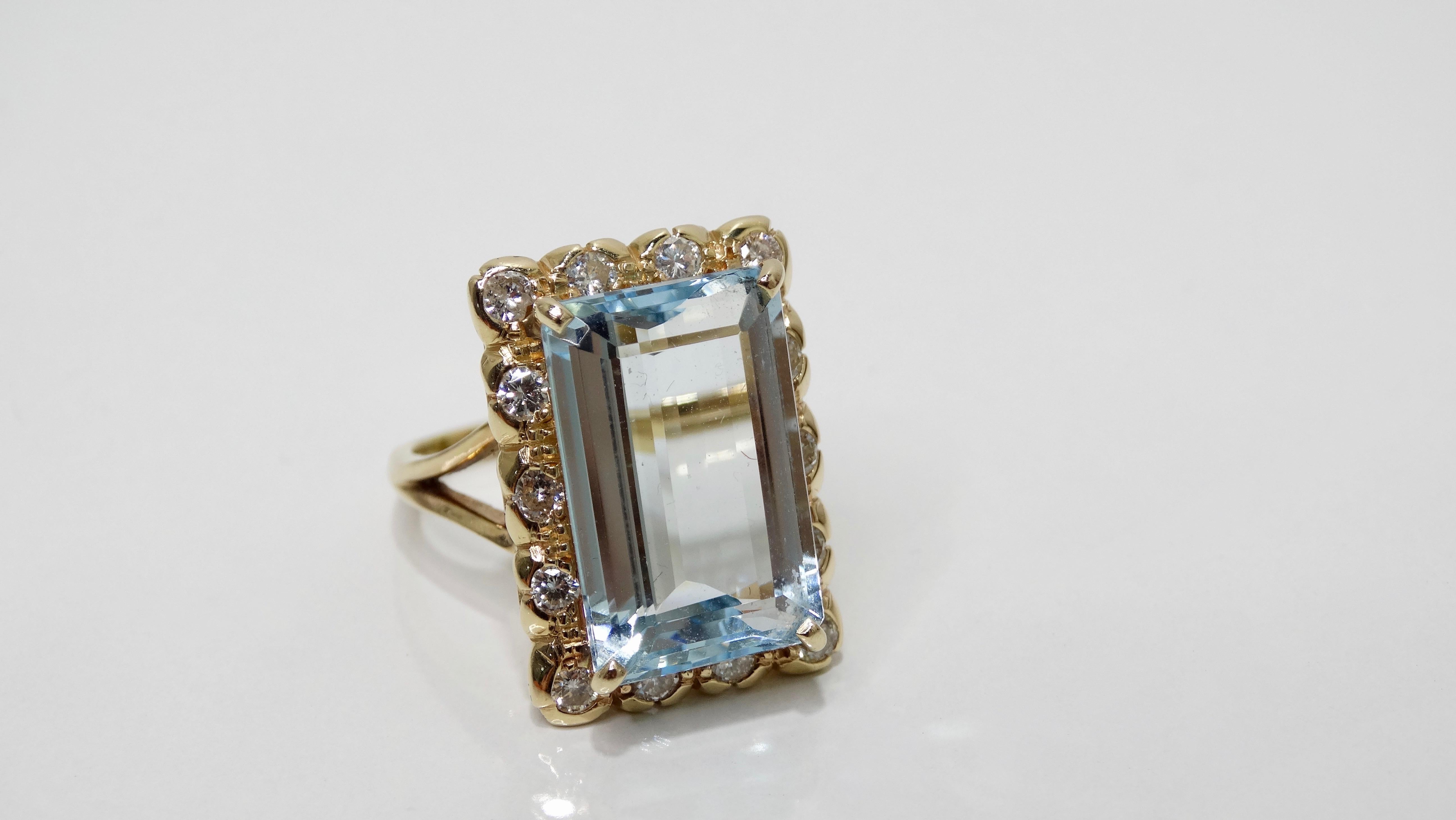 Aquamarine & Diamond Victorian Baguette Ring For Sale 2