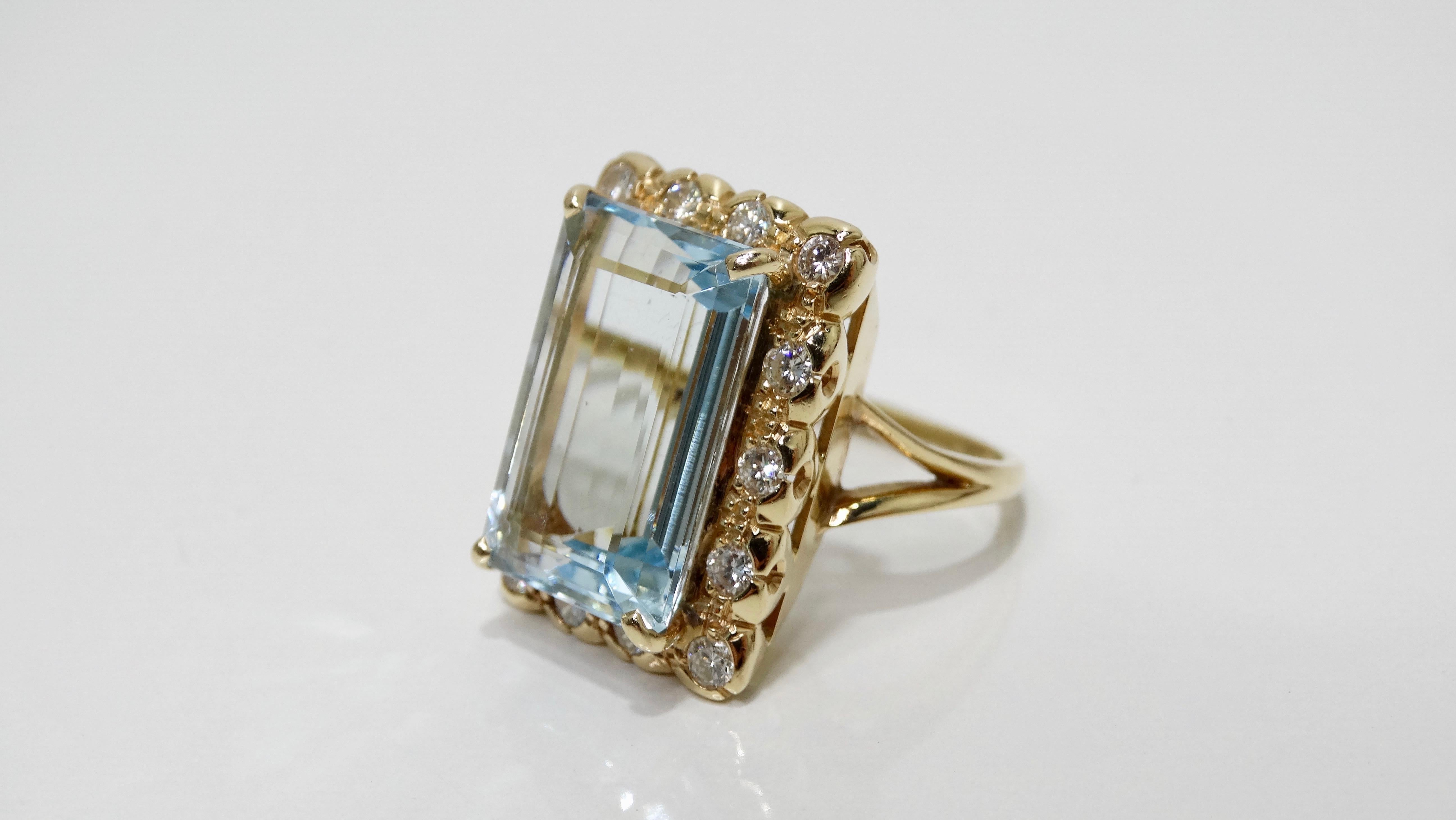 Aquamarine & Diamond Victorian Baguette Ring For Sale 3