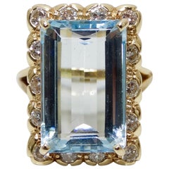 Anillo Victoriano Baguette de Aguamarina y Diamante