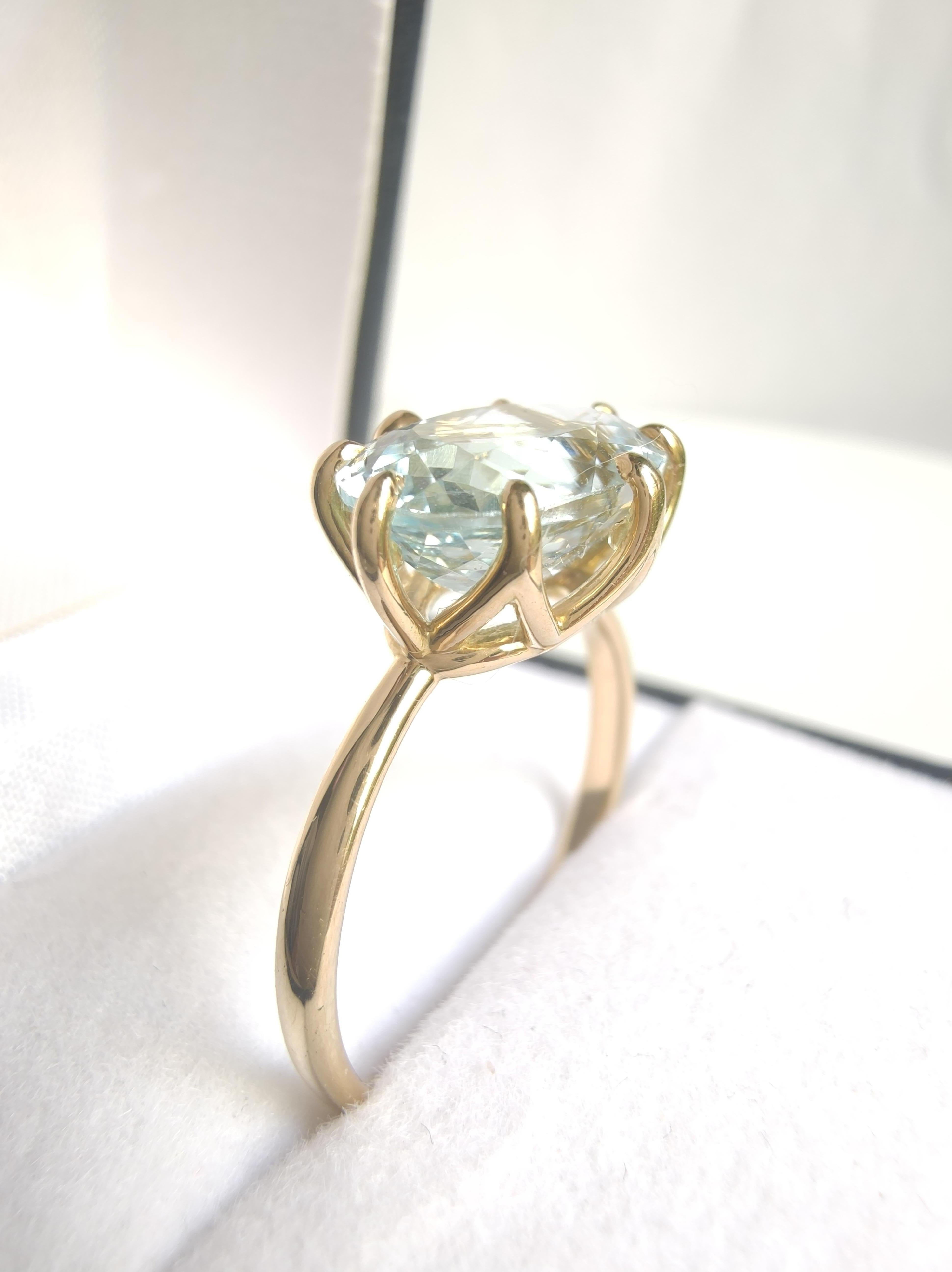 Anillo de compromiso de oro de 18 quilates con aguamarina - Anillo solitario para mujer-regalo perfecto en Nuevo Estado en Sant Josep de sa Talaia, IB