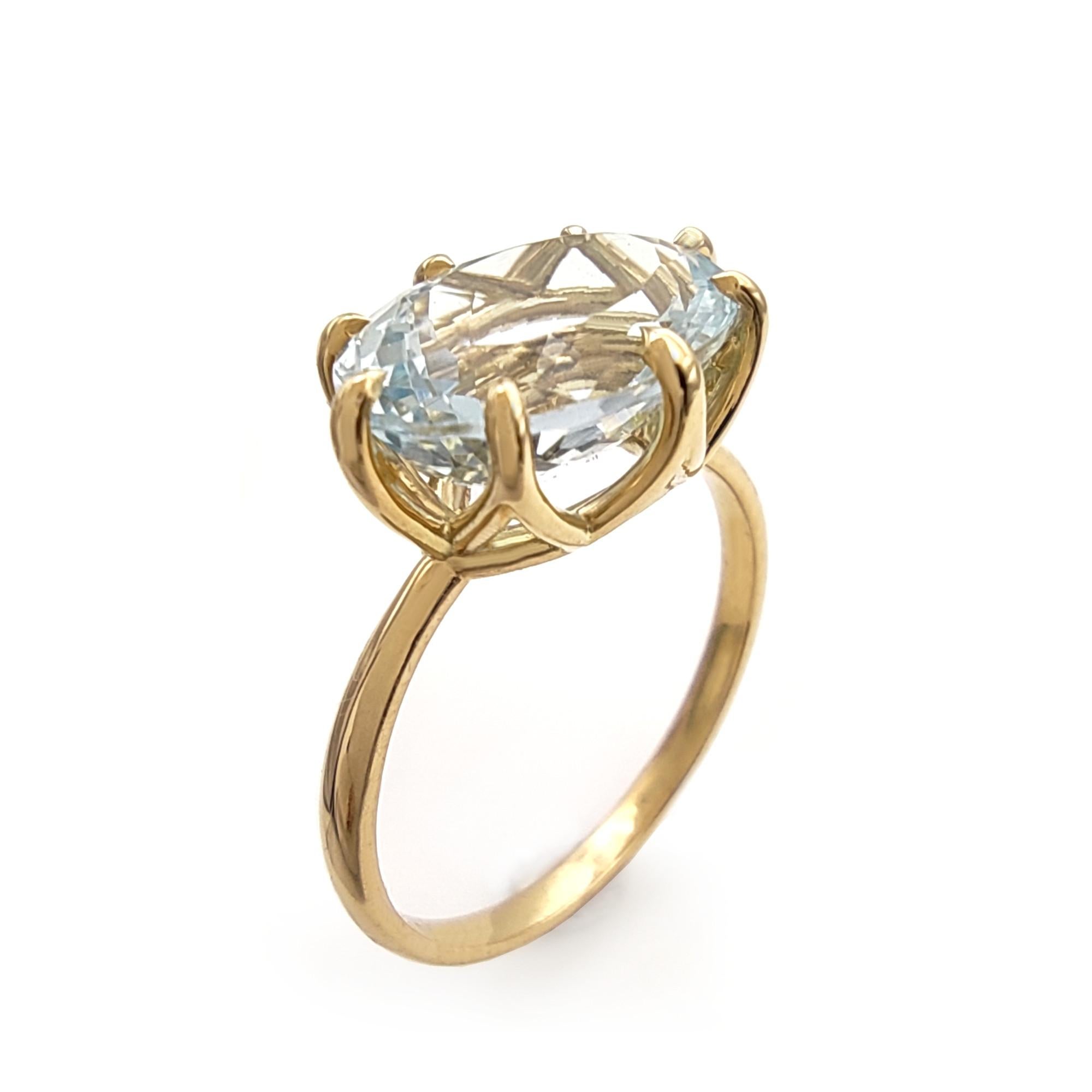 Anillo de compromiso de oro de 18 quilates con aguamarina - Anillo solitario para mujer-regalo perfecto 1