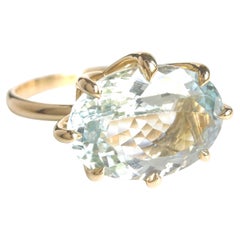 Anillo de compromiso de oro de 18 quilates con aguamarina - Anillo solitario para mujer-regalo perfecto