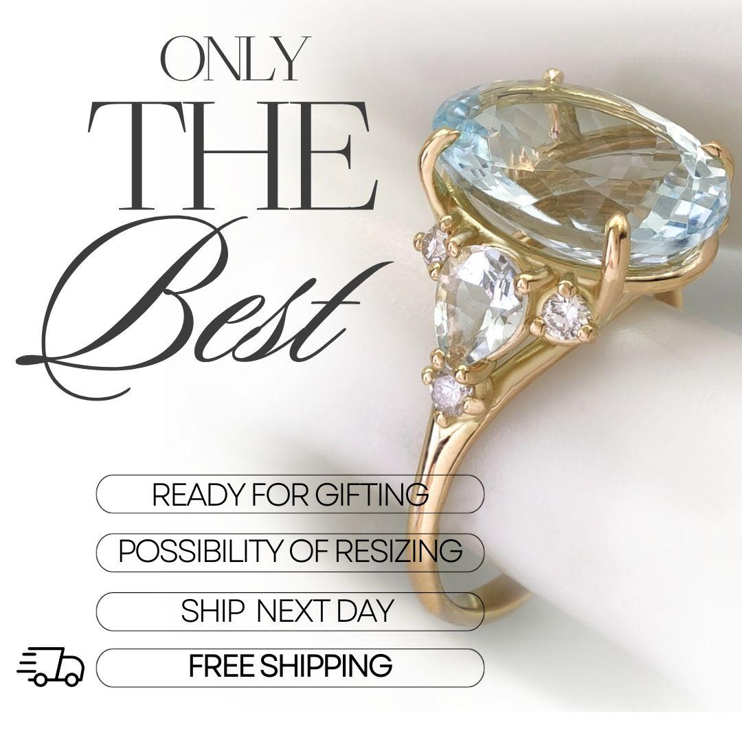 Bague aigue-marine en or 18K  Diamants pour les mariages, les fiançailles, les propositions de cadeaux  en vente 1