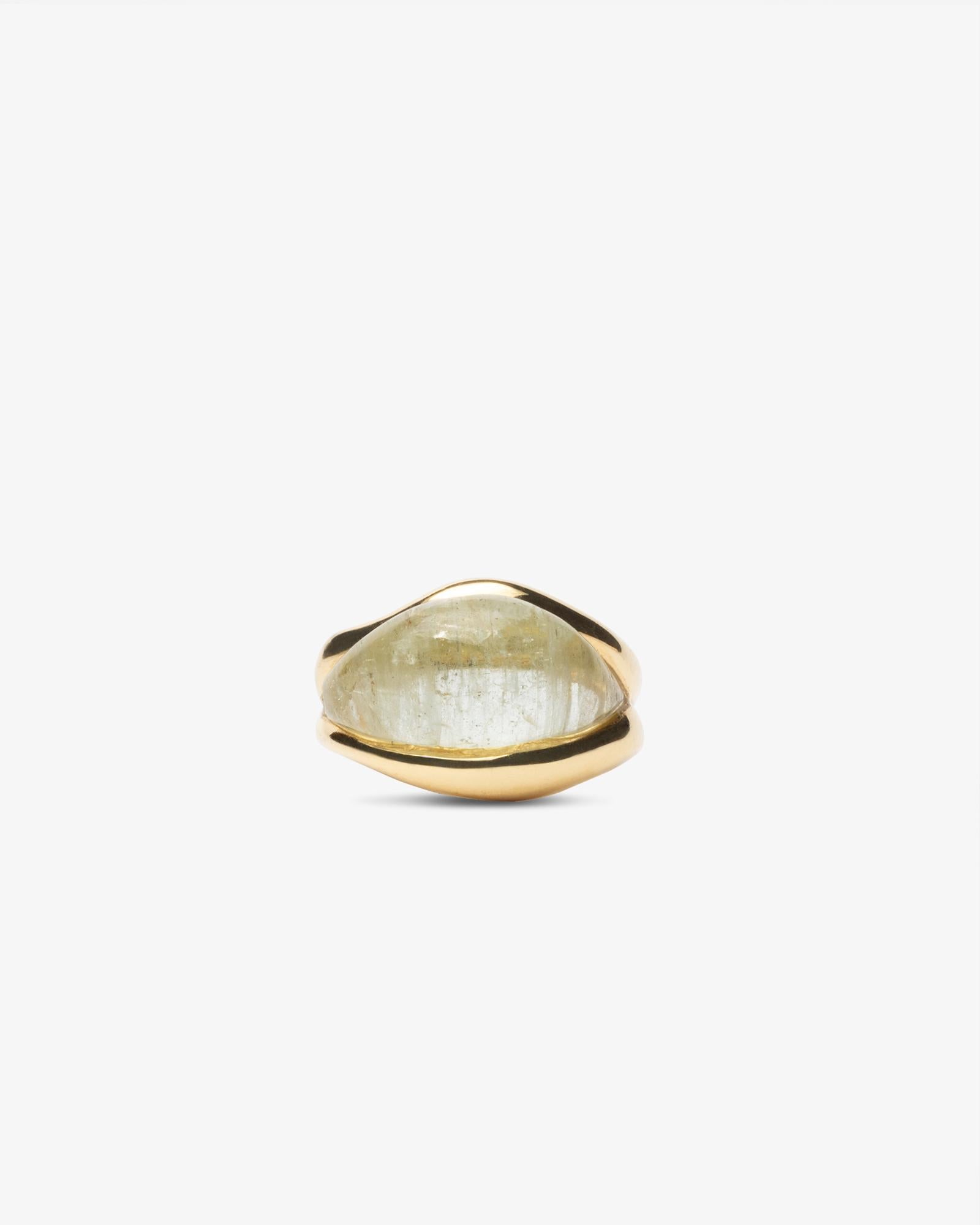 For Sale:  18k Gold and Aquamarine SU Droplet Ring Large 3