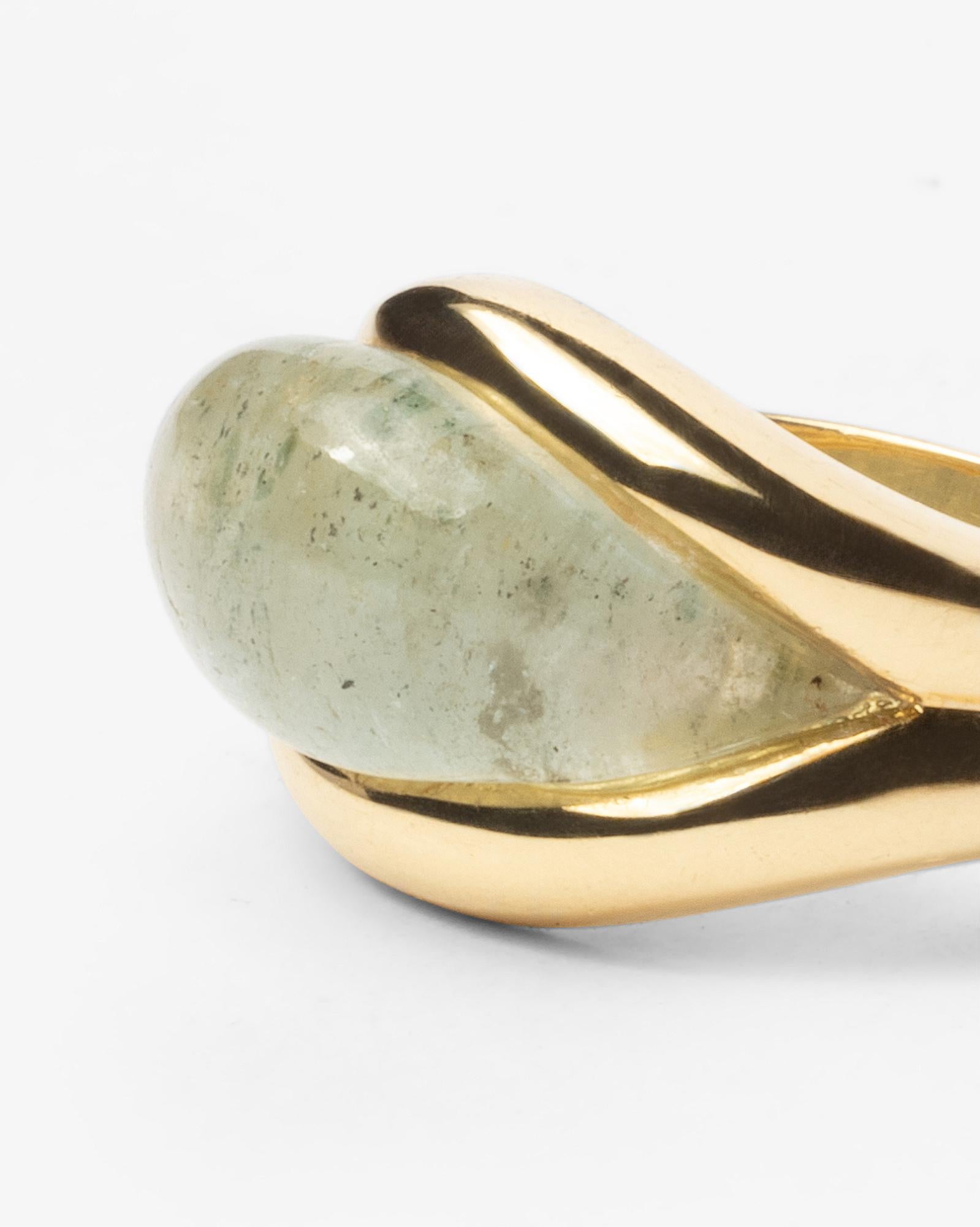 For Sale:  18k Gold and Aquamarine SU Droplet Ring Large 5